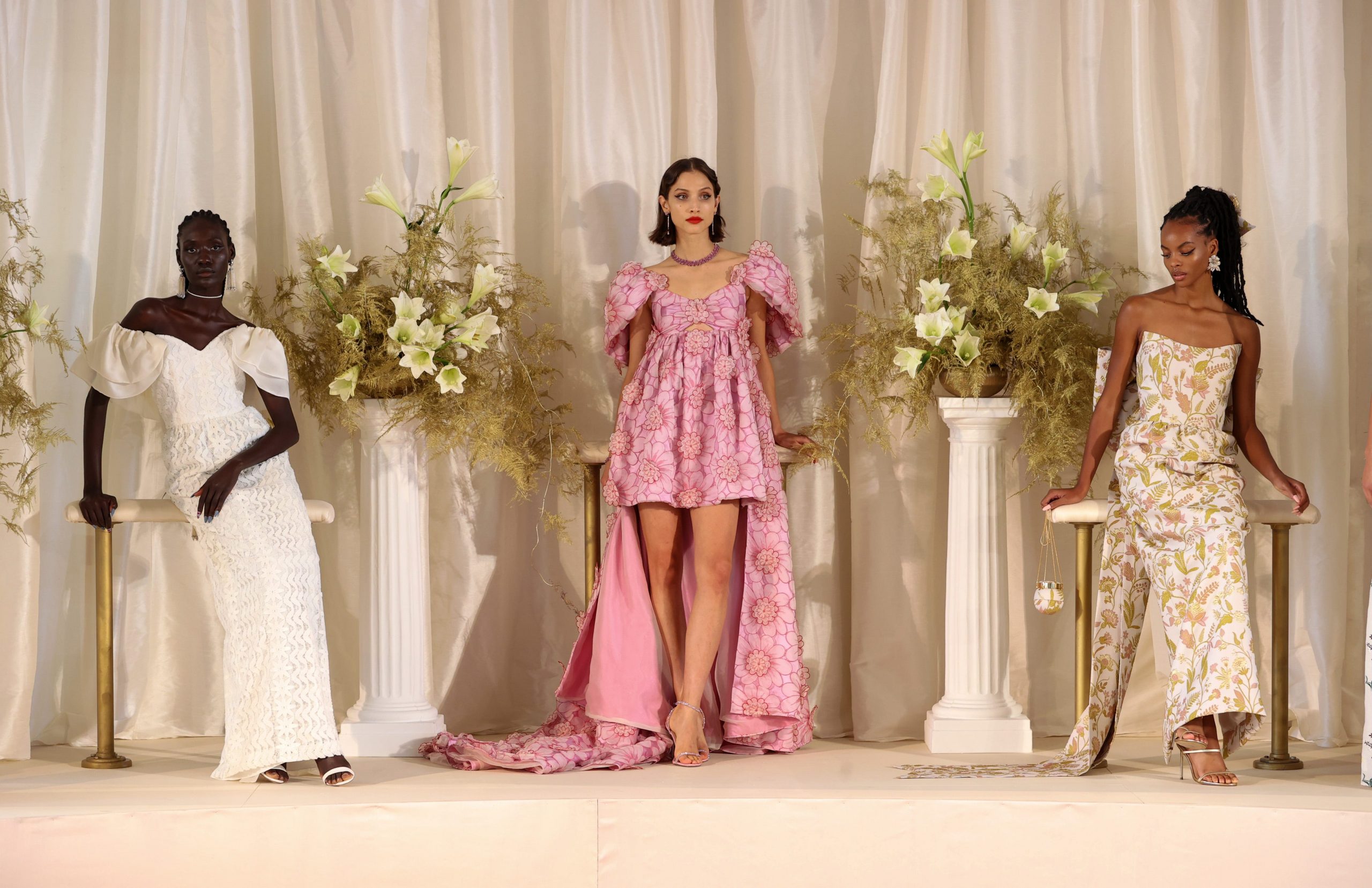 Models pose at the runway for Markarian during NYFW: The Shows at 30 Rockefeller Plaza on September 10, 2021