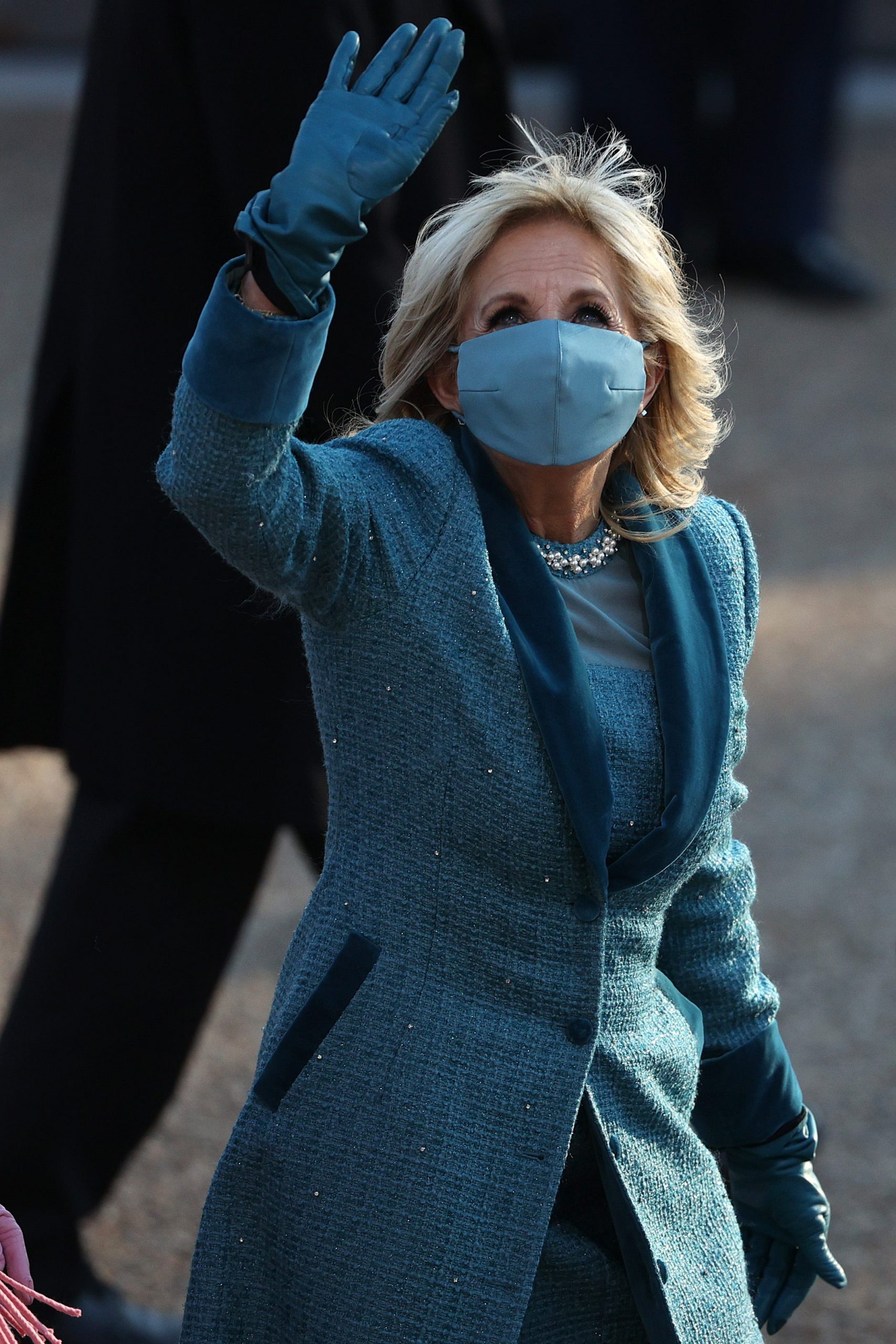 Jill Biden wearing an all blue Markarian suit on Joe Biden's Inauguration day