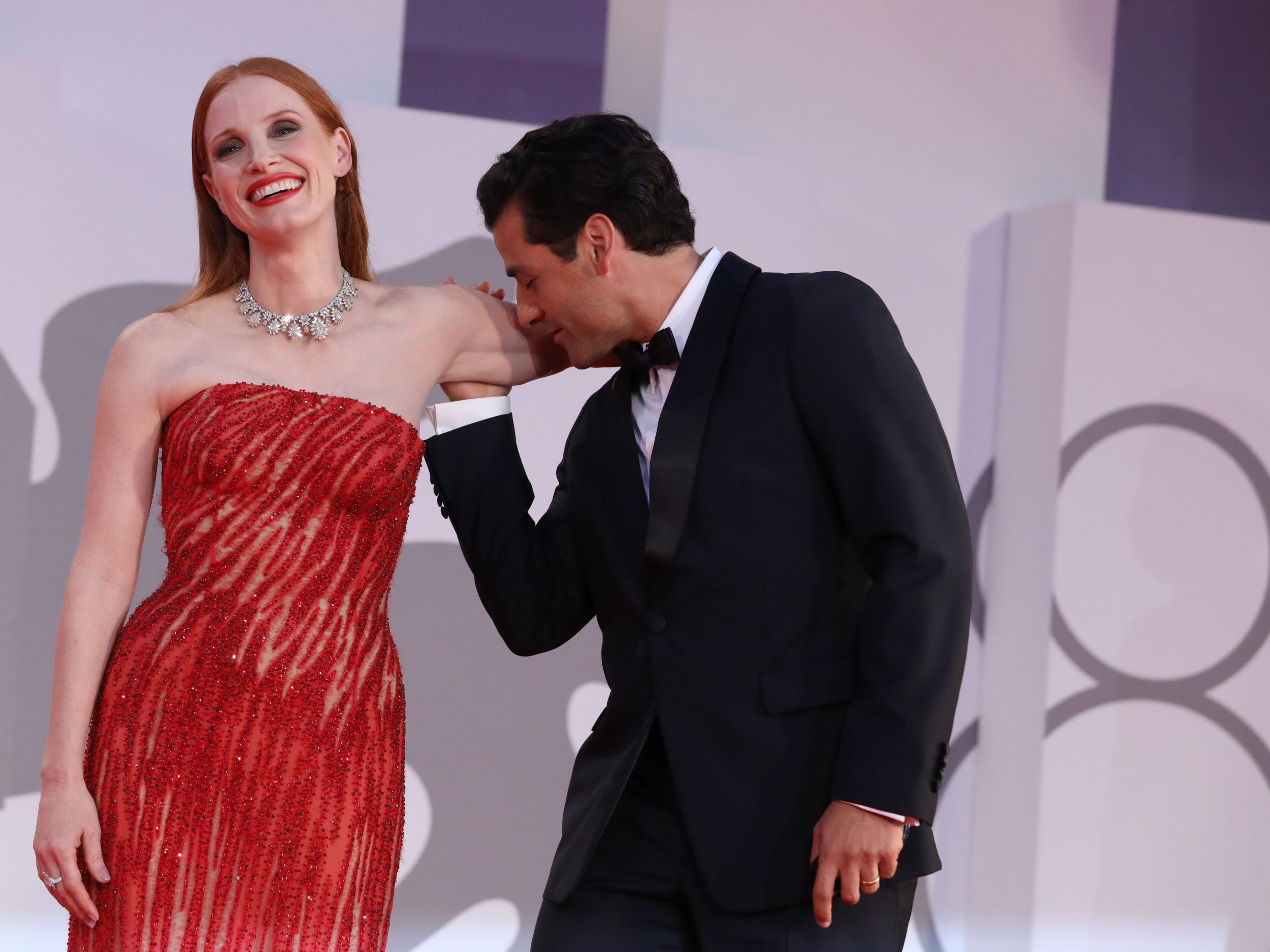 Jessica Chastain says Oscar Isaac sang to her and they drank bourbon before filming an embarrassing sex scene for their new HBO series