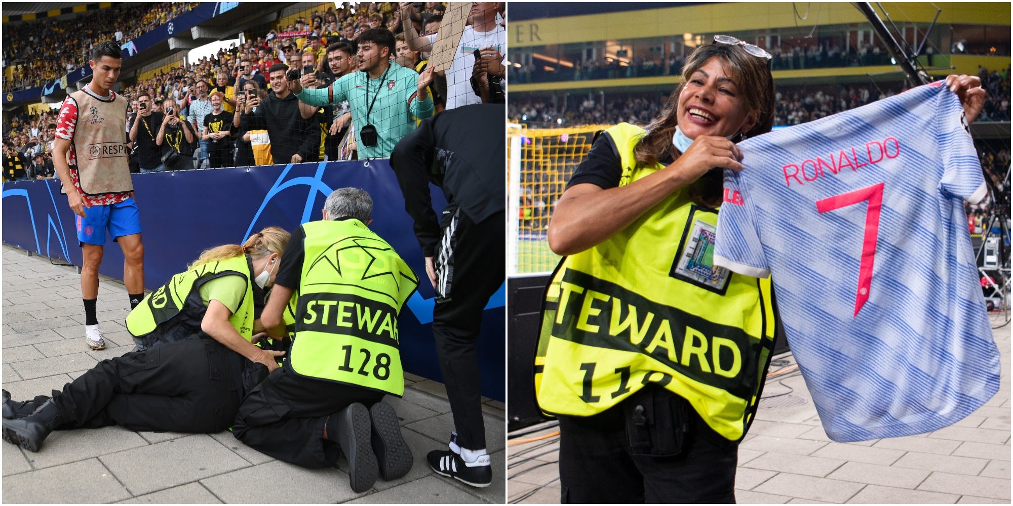 Ronaldo knocked out a steward during the warm up against Young Boys