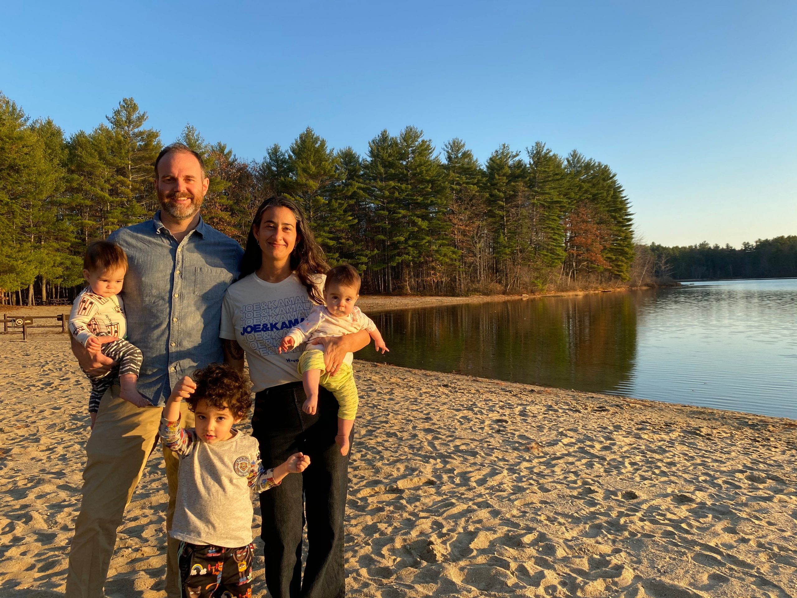 Conz Preti and her family at a lake in Maine