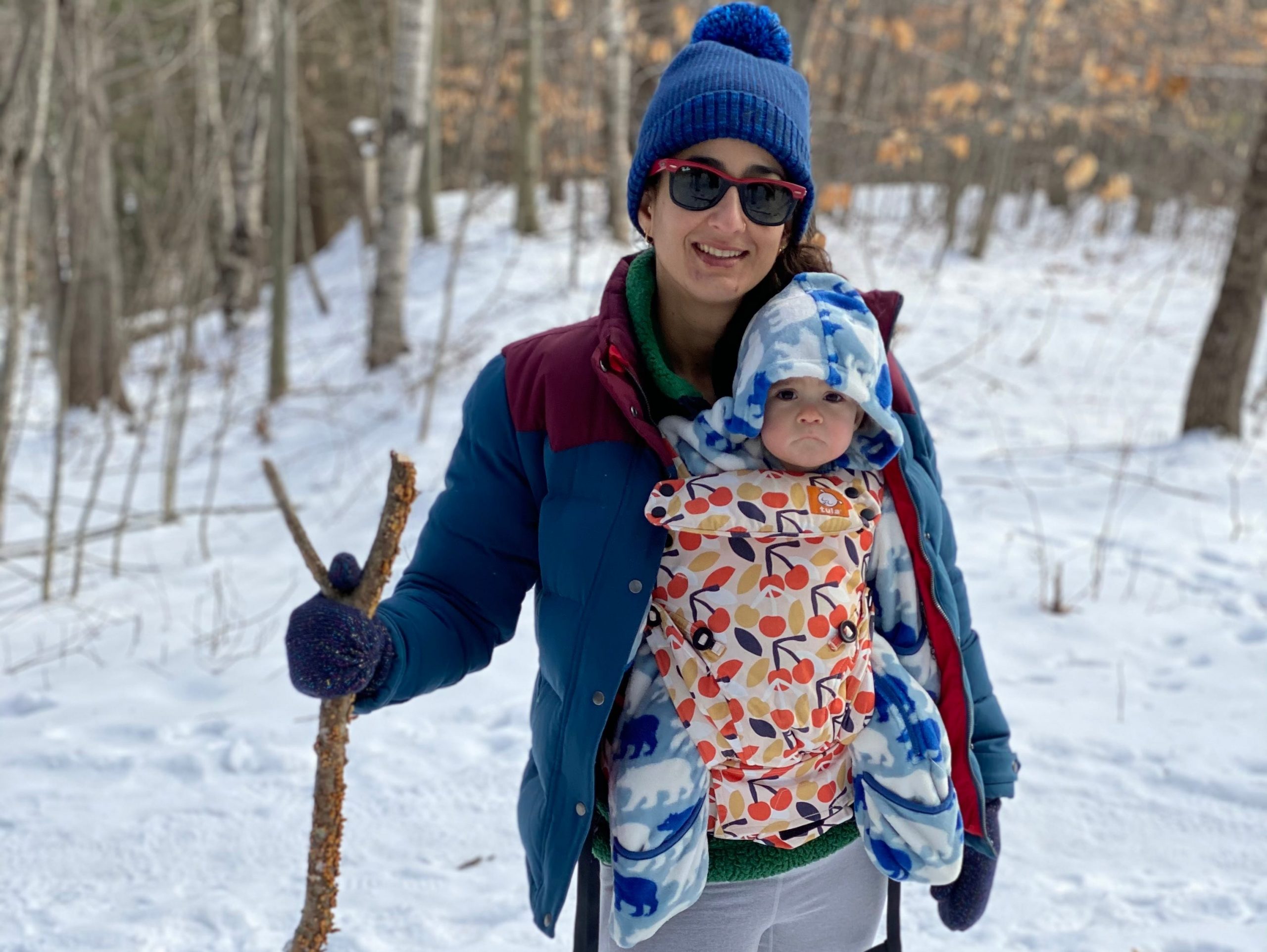 Conz Preti hiking with one of her daughters.