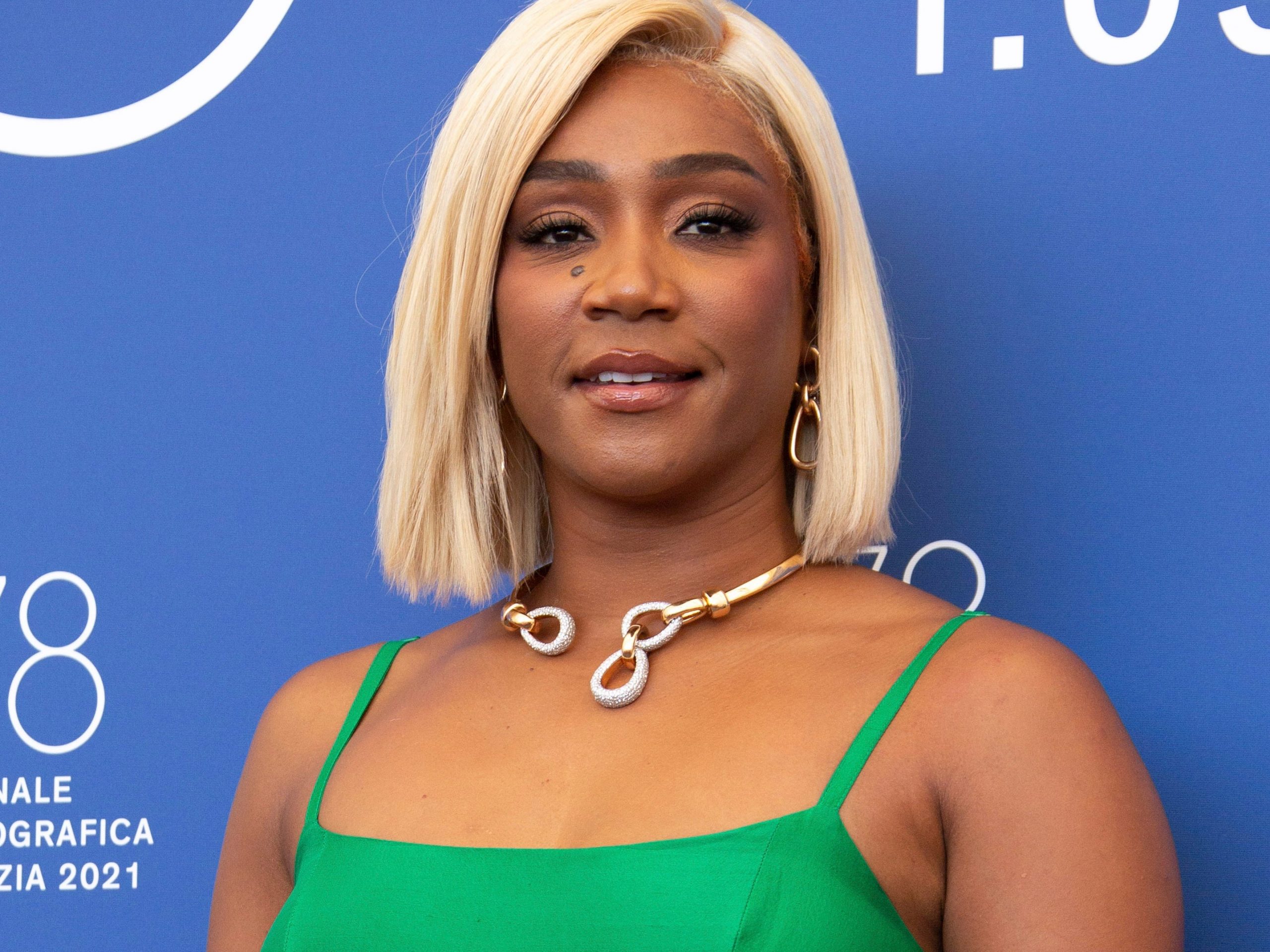Tiffany Haddish wearing a green dress in September 2021.