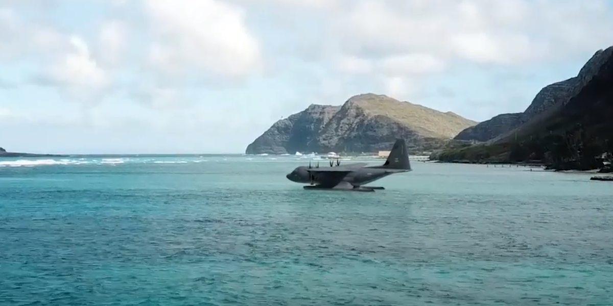 AFSOC MC-130J Commando II float amphibious plane rendering