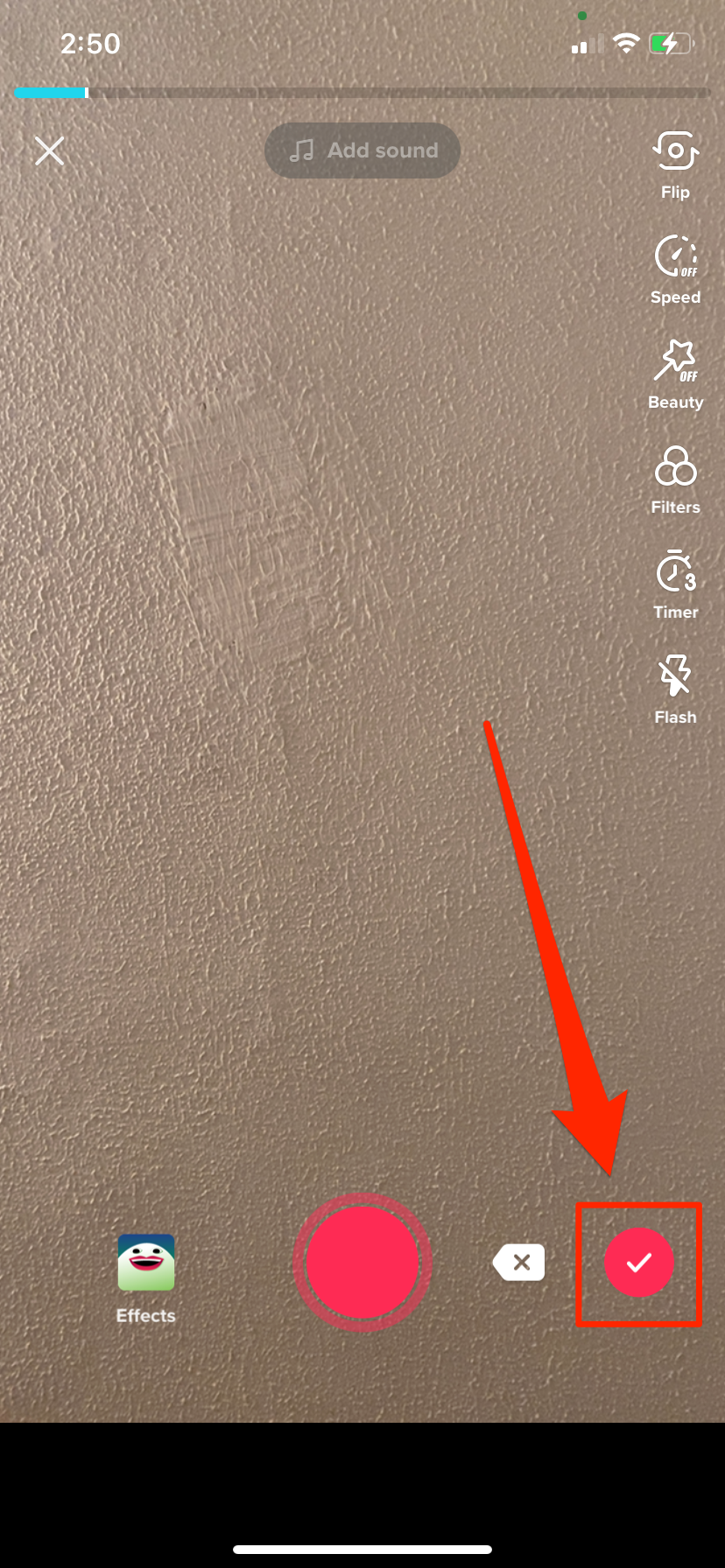 tiktok captions - tap checkmark to go into editing mode