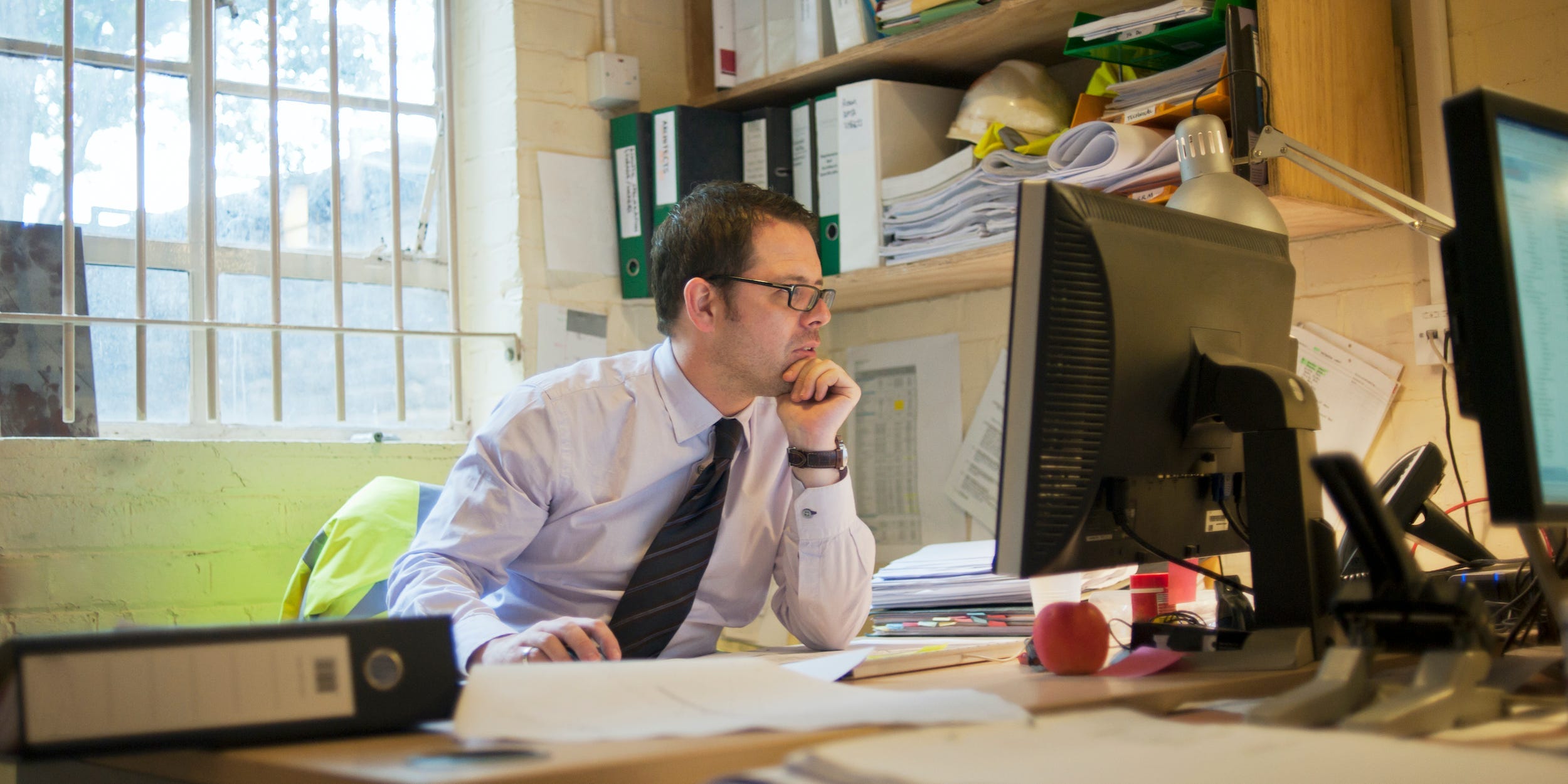 businessman using desktop computer in office