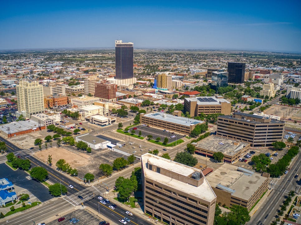 Aerial View of Downtown Amarillo, Texas