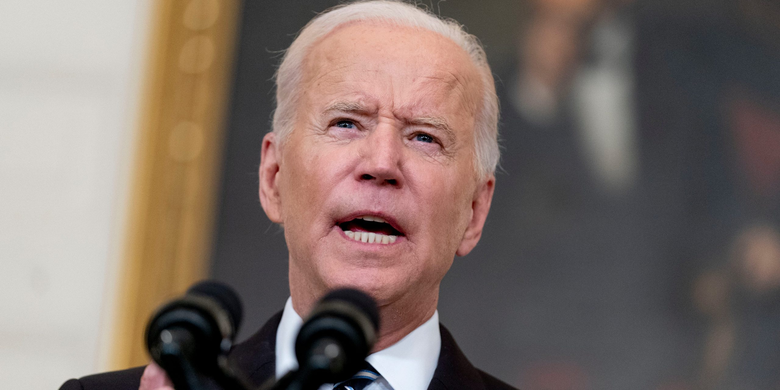 President Joe Biden speaks in the State Dining Room at the White House, Thursday, Sept. 9, 2021, in Washington. Biden is announcing sweeping new federal vaccine requirements affecting as many as 100 million Americans in an all-out effort to increase COVID-19 vaccinations and curb the surging delta variant.