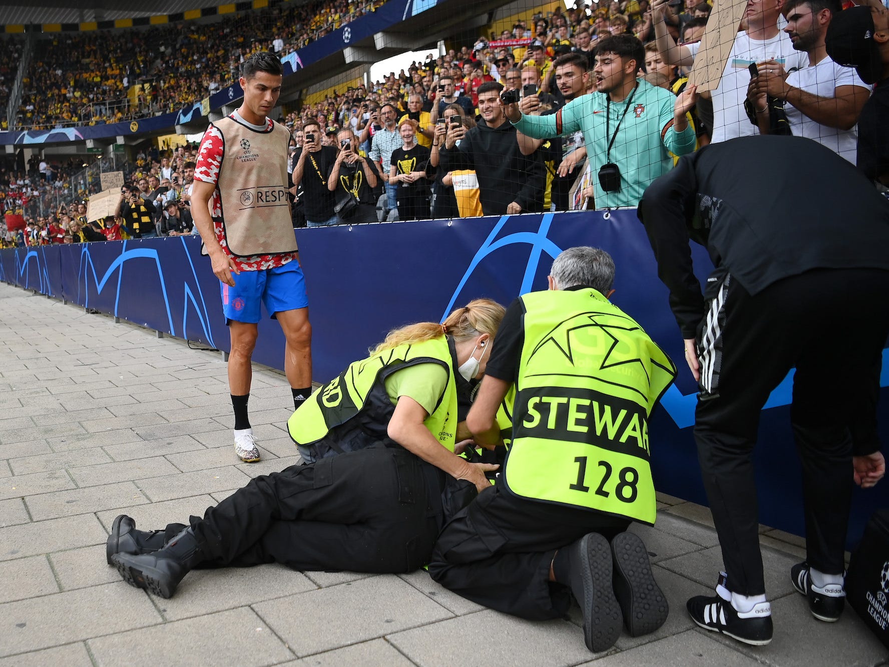 Ronaldo knocked out a steward during the warm up against Young Boys