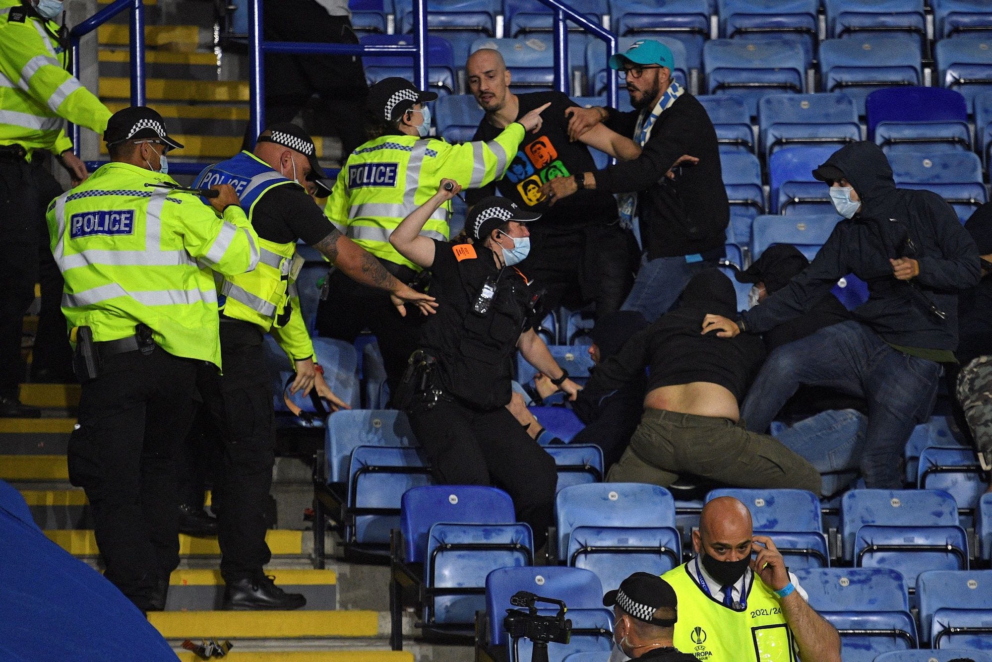 Napoli fans at the King Power Stadium