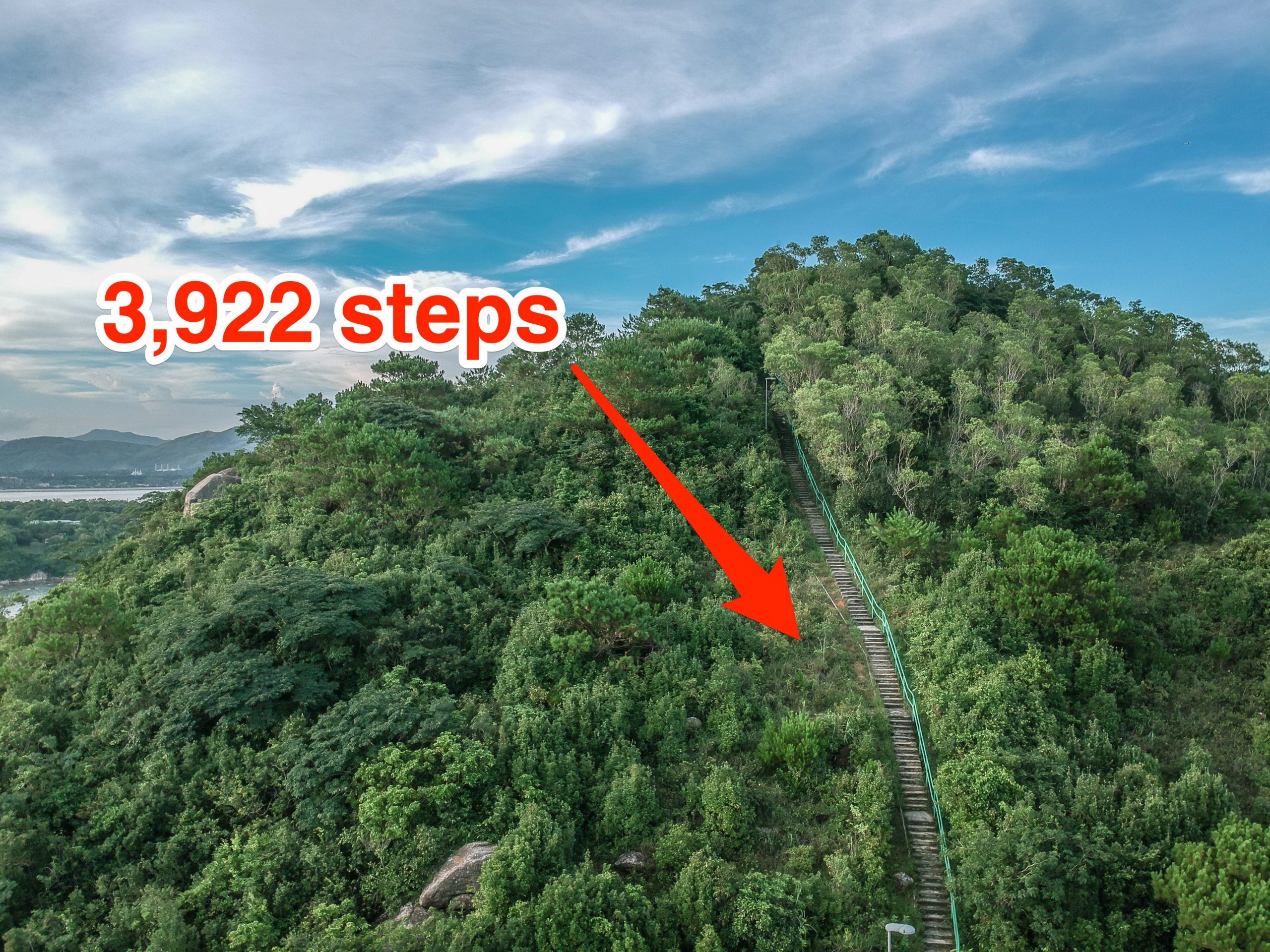 Haiku staircase, made up of 3,922 steps built into the Ko'olau mountain range, is pictured.