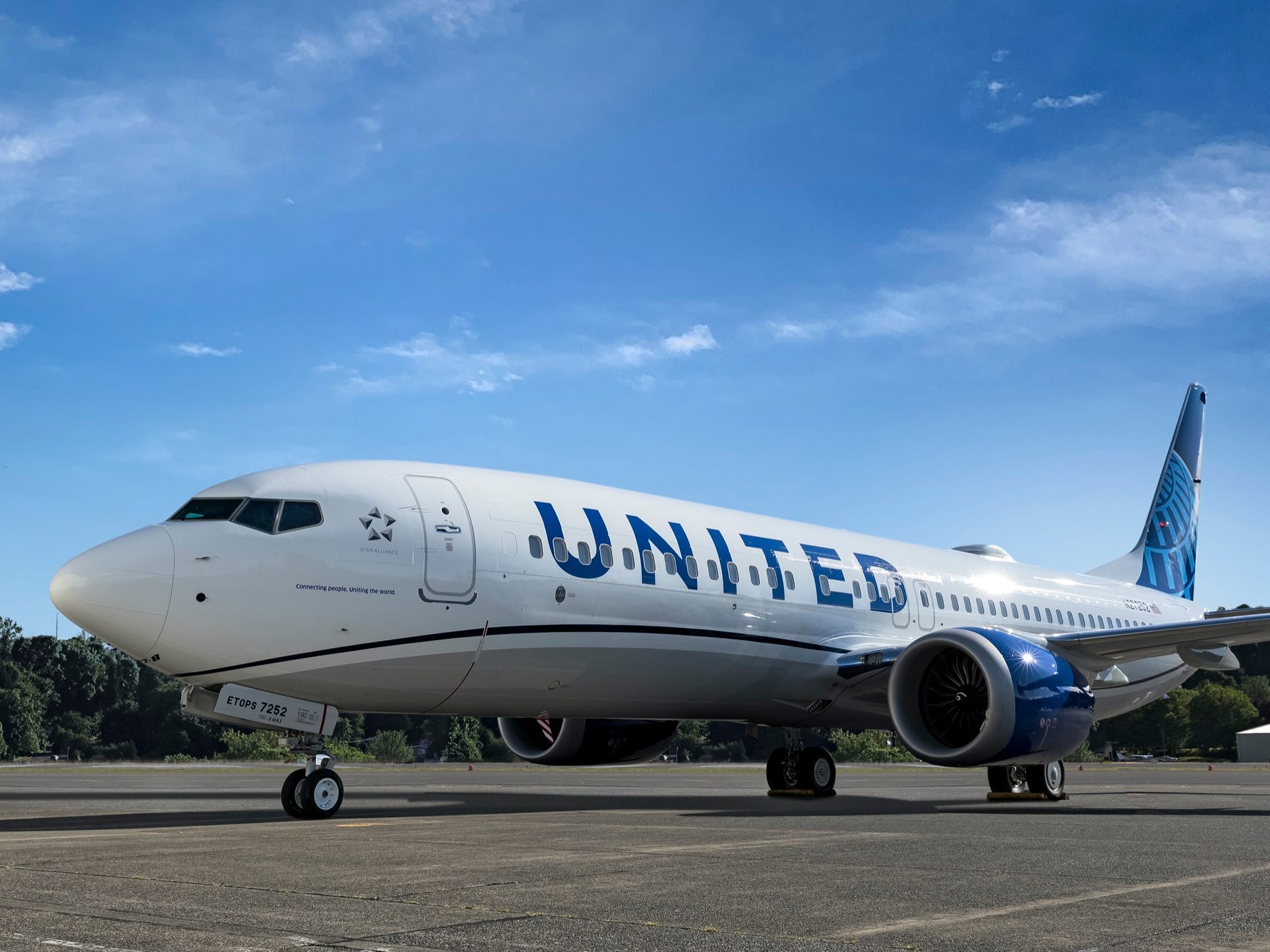 A look at a United Airlines Boeing 737 Max  - United Airlines Boeing 737 Max 8