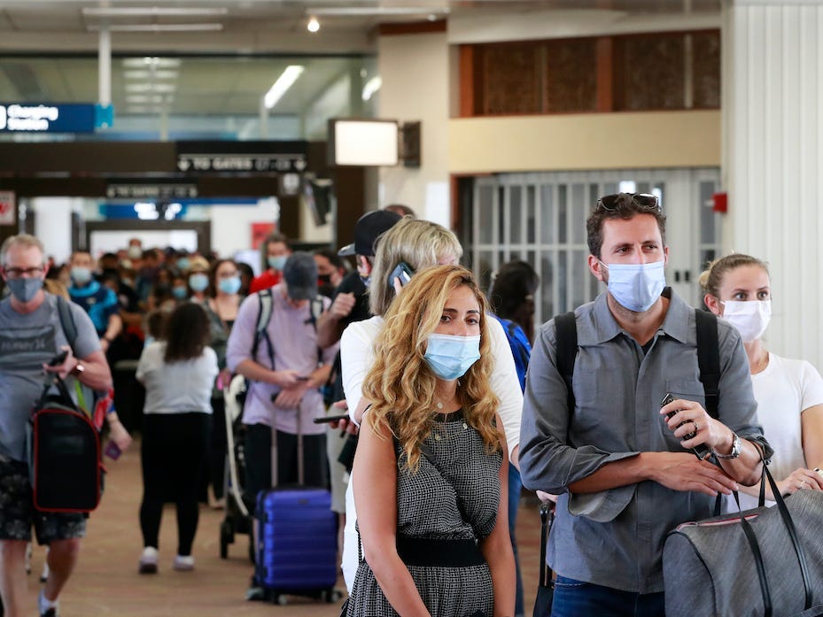 Visitors at the Daniel K. Inouye International Airport in Honolulu, Hawaii, enter the state after the new pre-travel testing program launched.