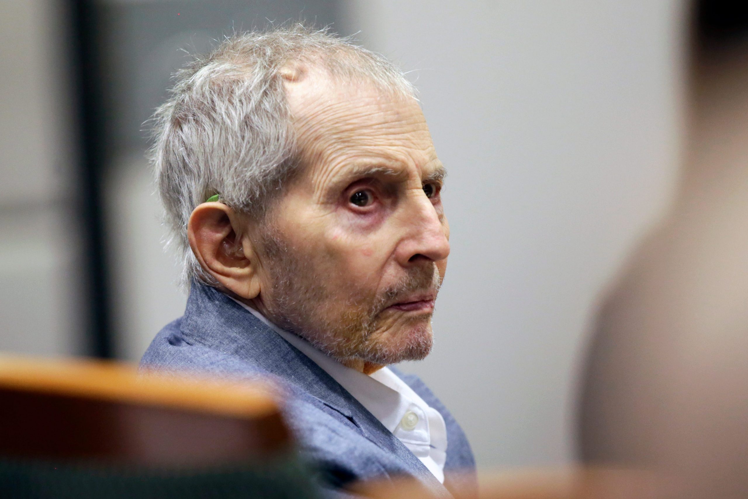 Real estate heir Robert Durst looks over during his murder trial on March 10, 2020 in Los Angeles, California.