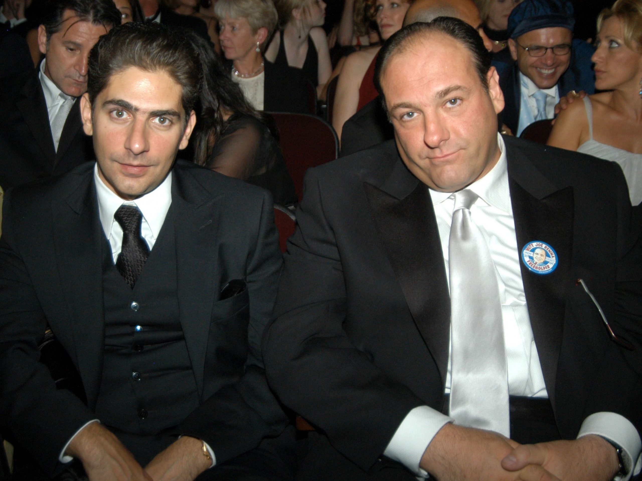 Michael Imperioli and James Gandolfini during 55th Annual Primetime Emmy Awards - Backstage and Audience at The Shrine Auditorium in Los Angeles, California, United States.