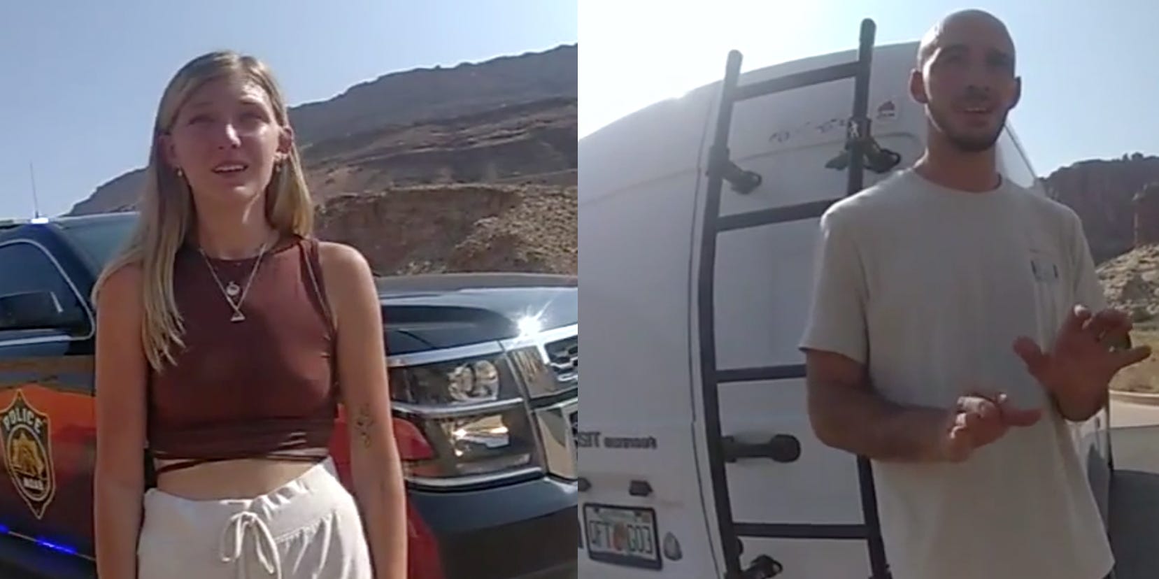 Gabby Petito Brian Laundrie composite image Moab Police bodycam