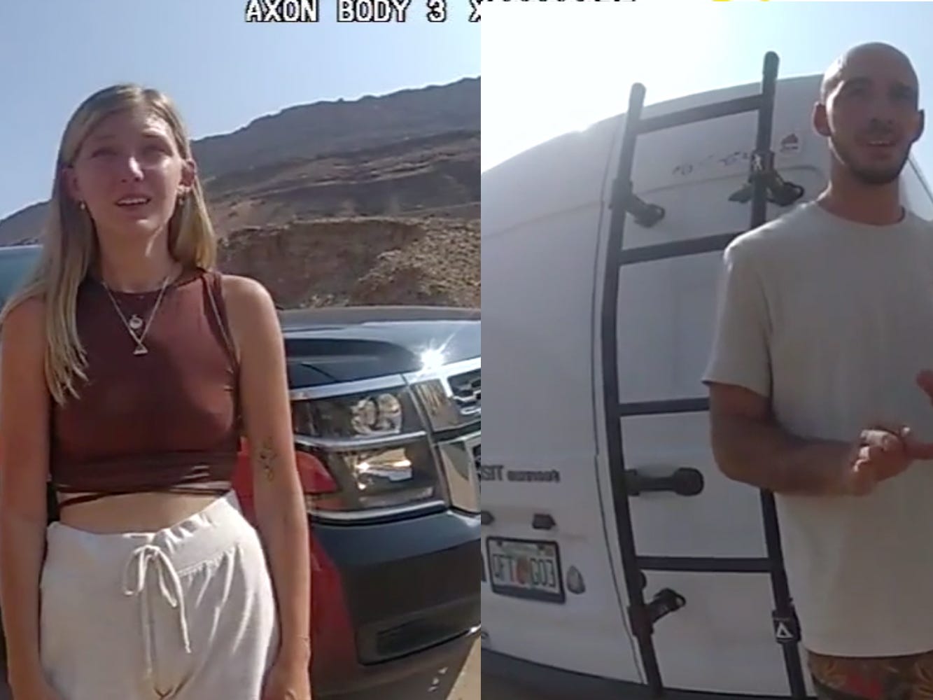 Gabby Petito Brian Laundrie composite image Moab Police bodycam