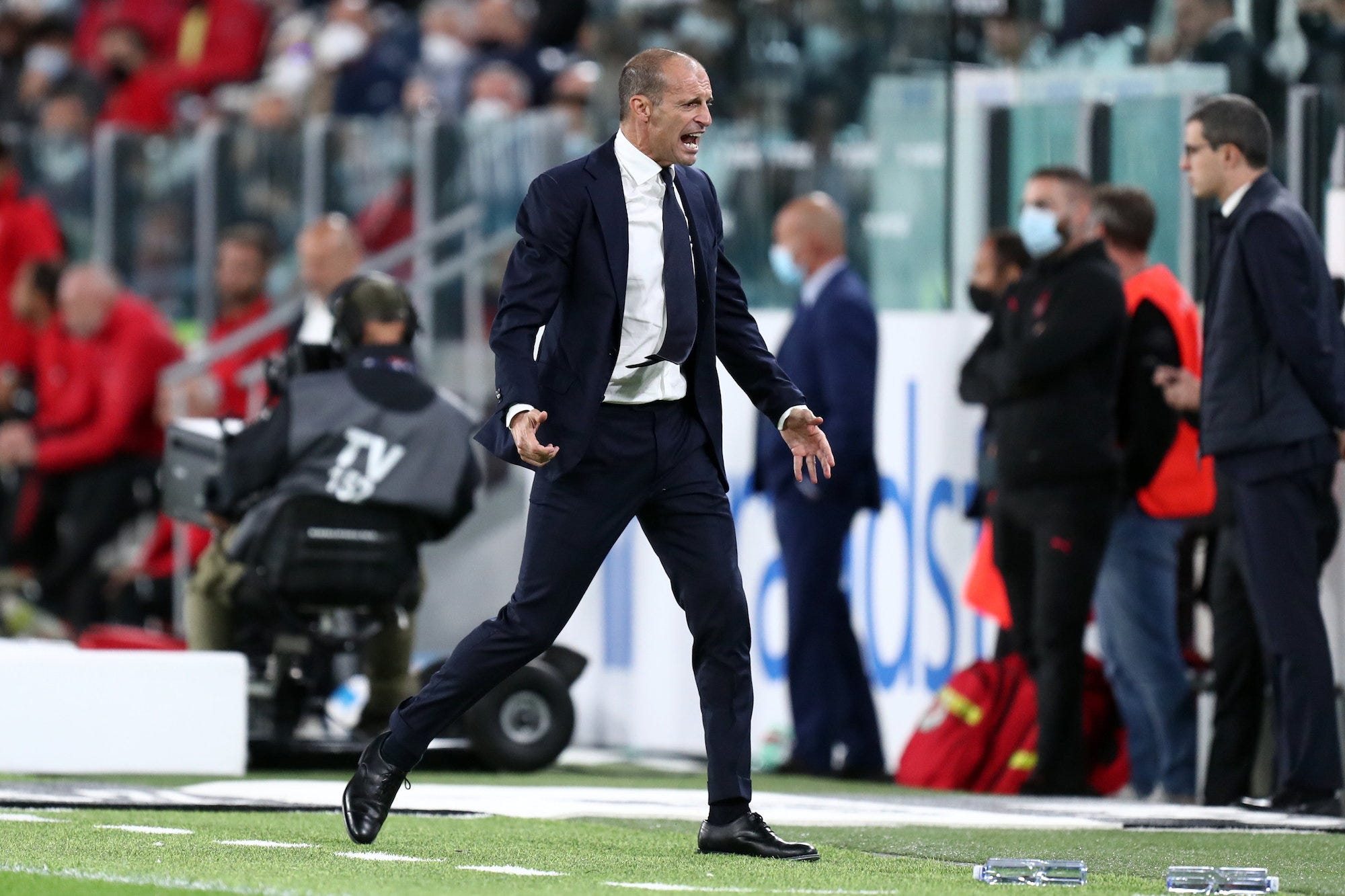 Massimiliano Allegri of Juventus FC gestures during the Serie A match between Juventus and AC Milan at Allianz Stadium on September 19, 2021 in Turin, Italy.