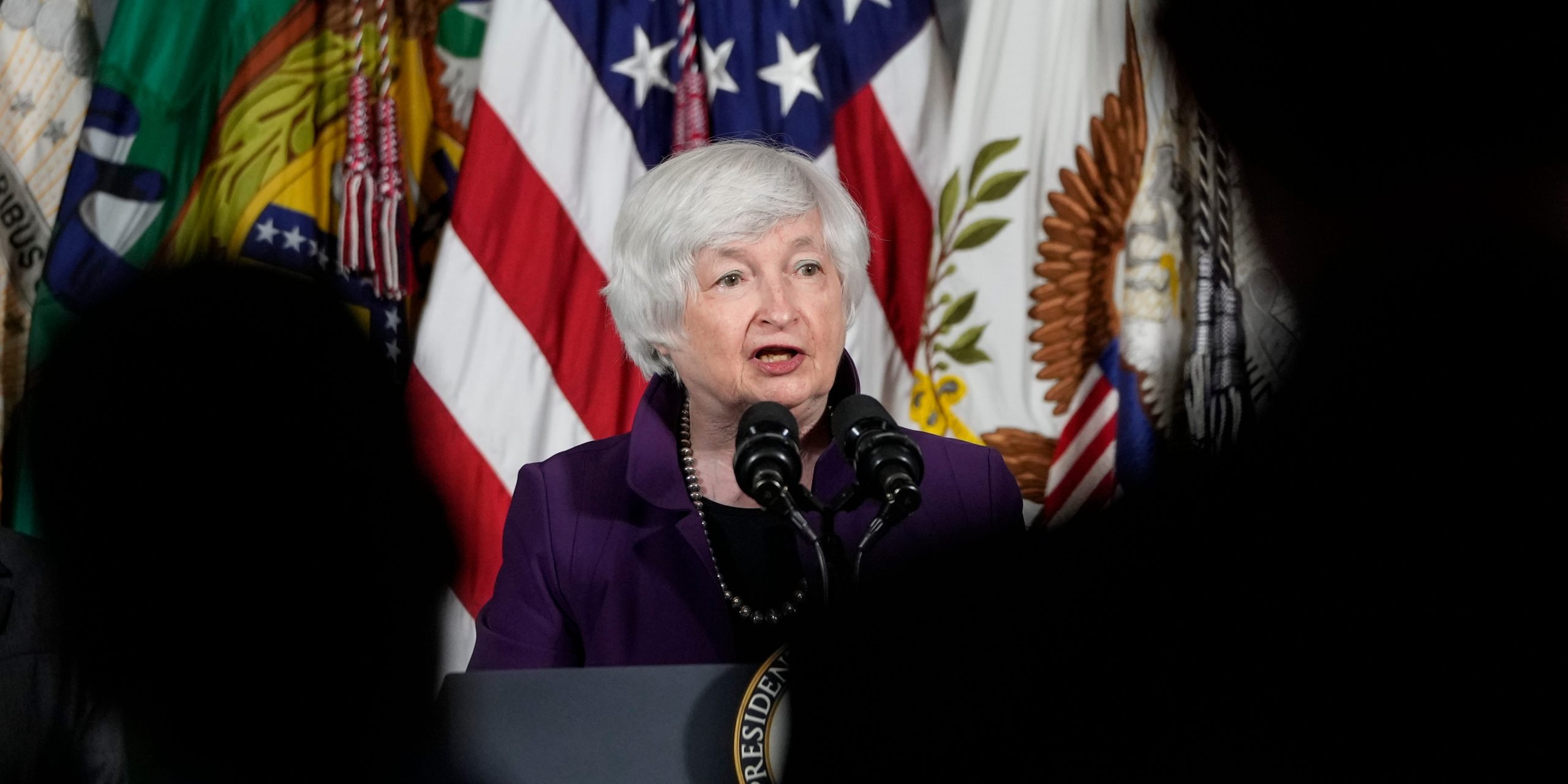 Treasury Secretary Janet Yellen speaks during an event at the US Department of the Treasury on September 15, 2021 in Washington, DC.