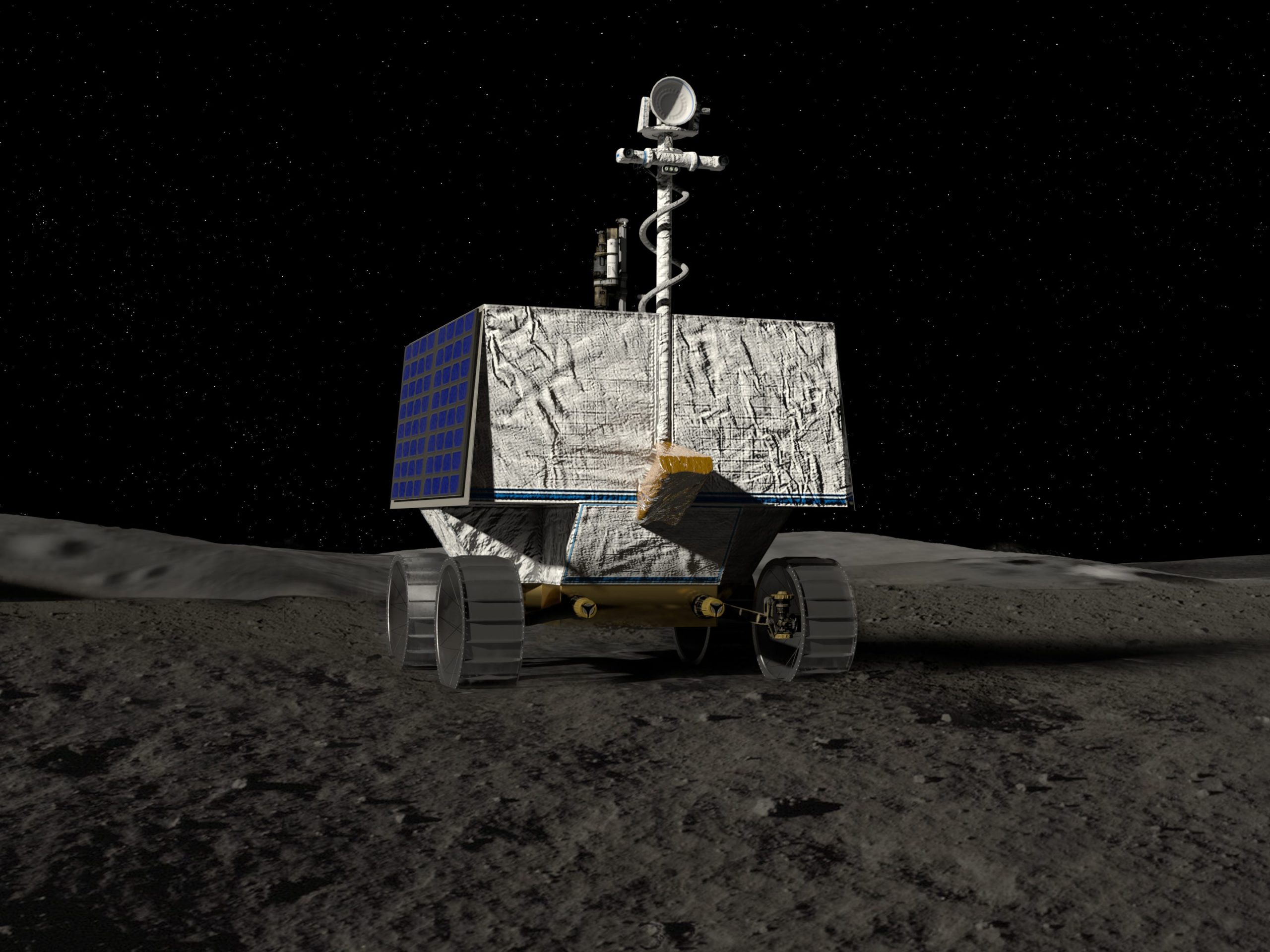 nasa viper moon rover on lunar surface dark shadows