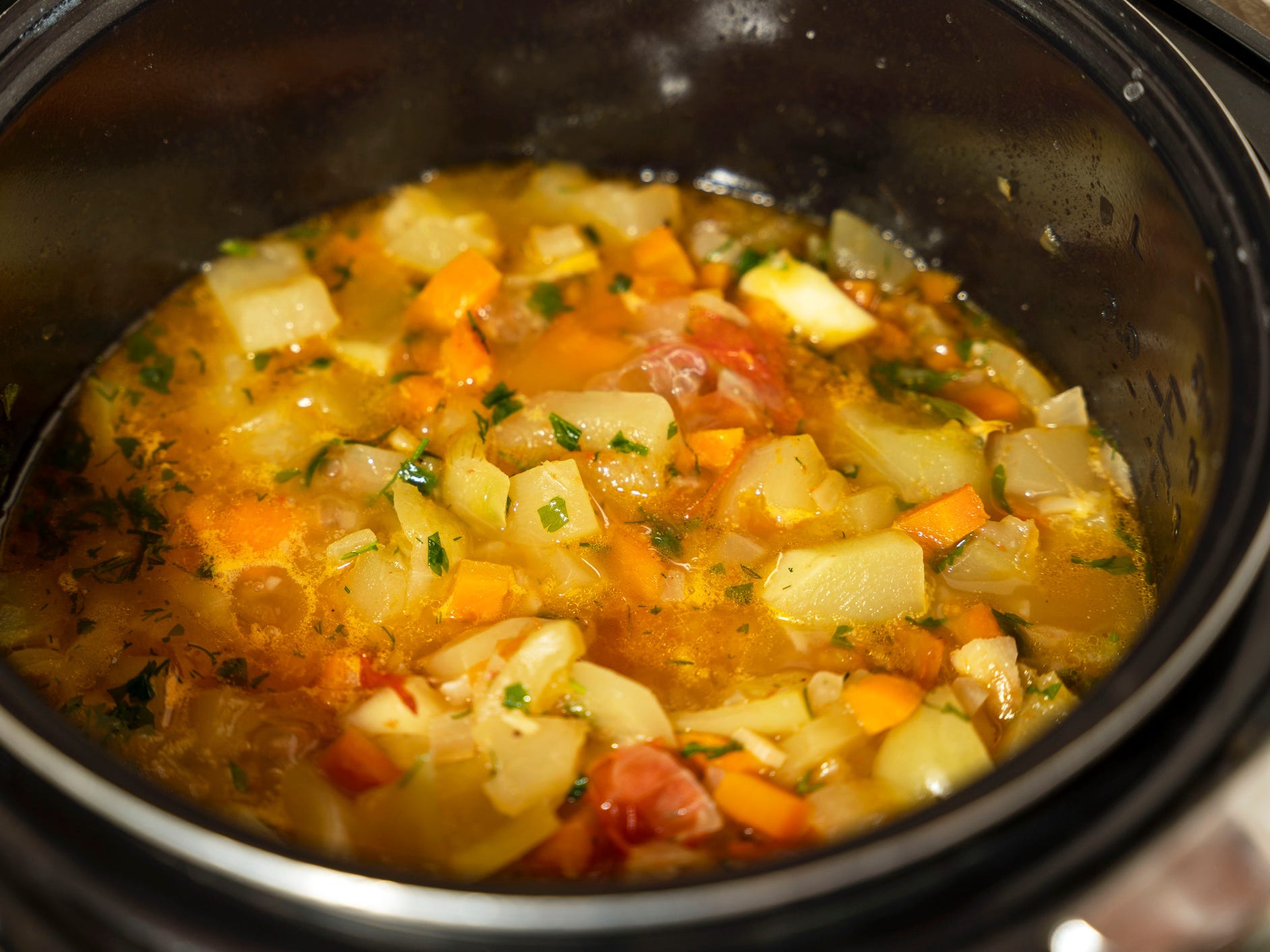 A pot of vegetable stew.