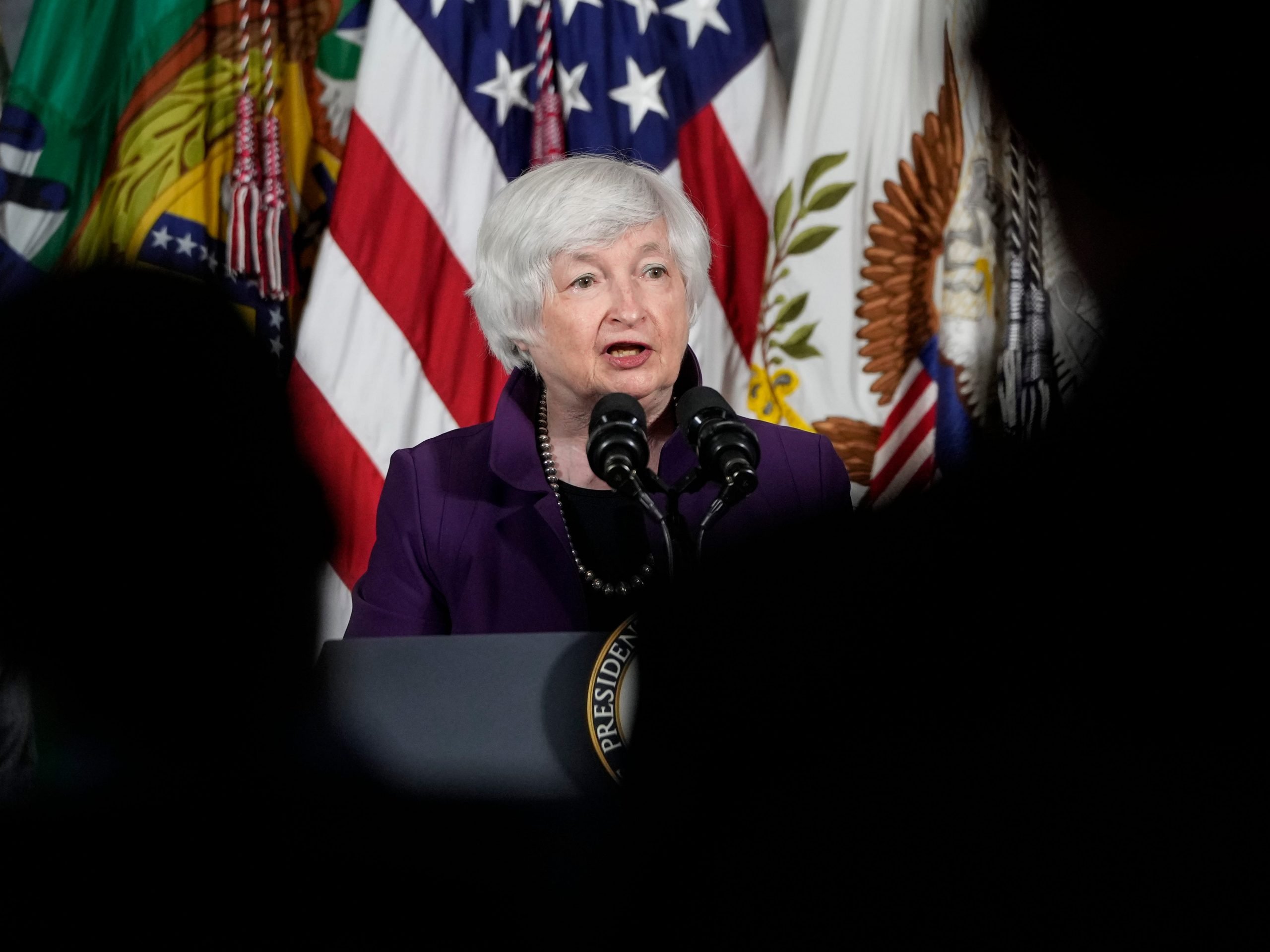 Treasury Secretary Janet Yellen speaks during an event at the US Department of the Treasury on September 15, 2021 in Washington, DC.