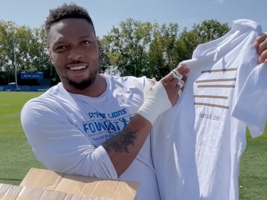 The Detroit Lions made T-Shirts featuring a TikTok user's mock "Detroit Lines" logo.
