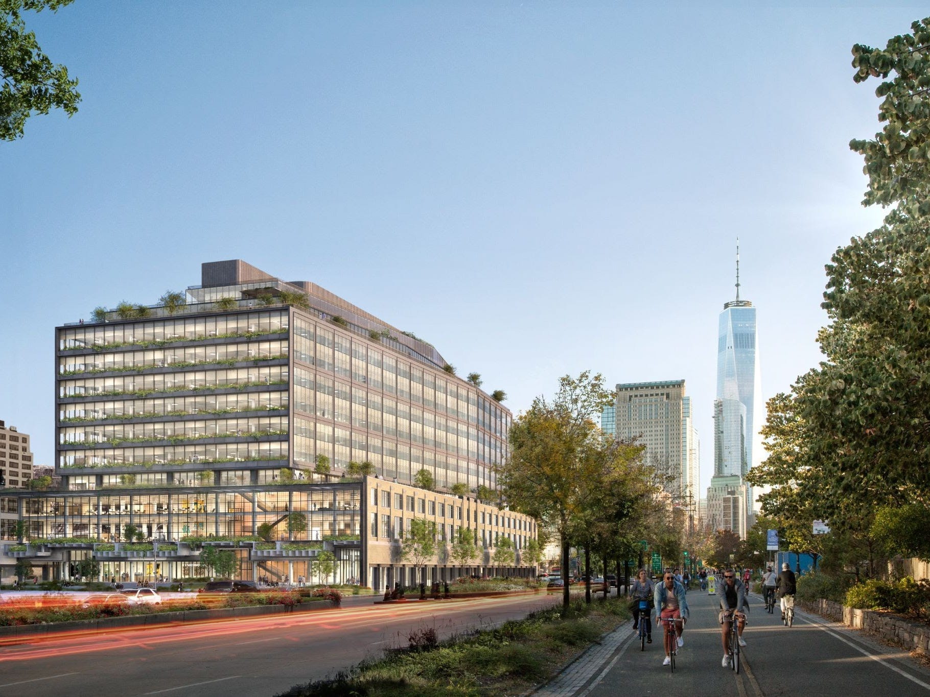 A rendering of Google's mostly glass NYC office building