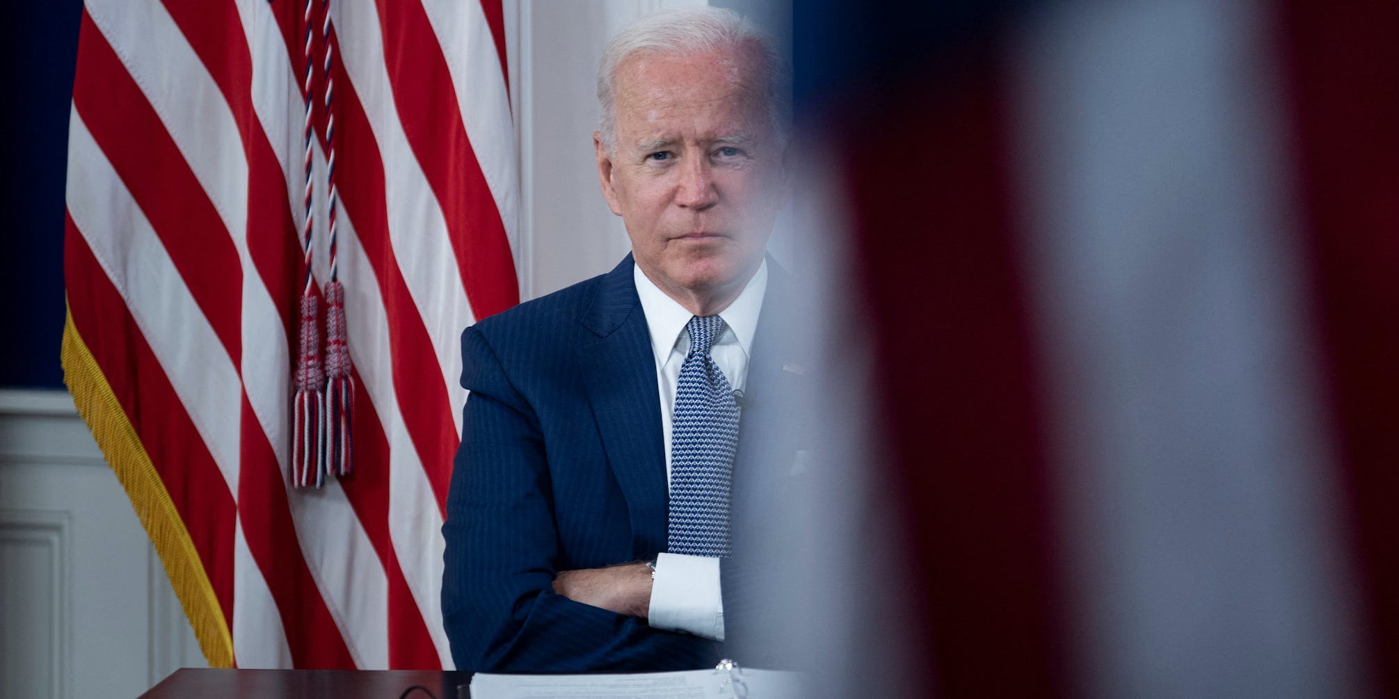 US President Joe Biden convenes a virtual Covid-19 Summit on the sidelines of the UN General Assembly, on September 22, 2021, in the South Court Auditorium of the White House in Washington, DC.