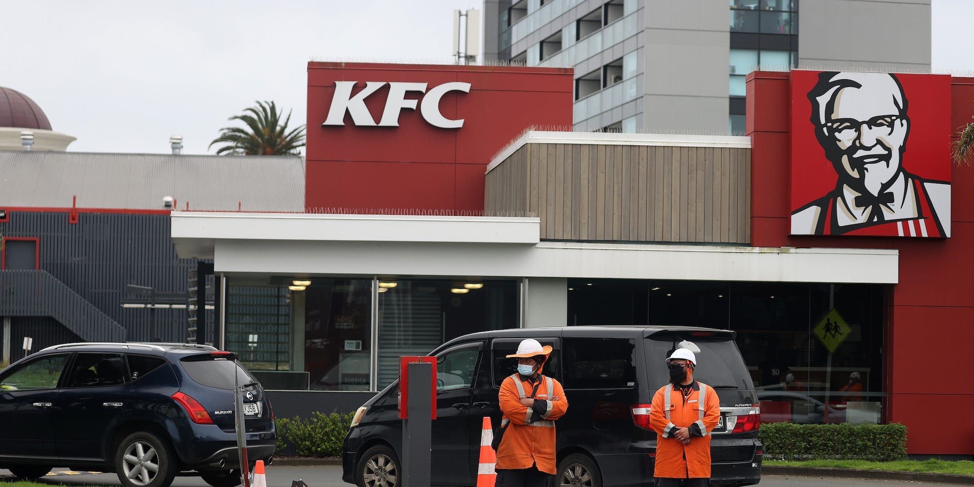 People waiting for kfc drive through in auckland new zealand