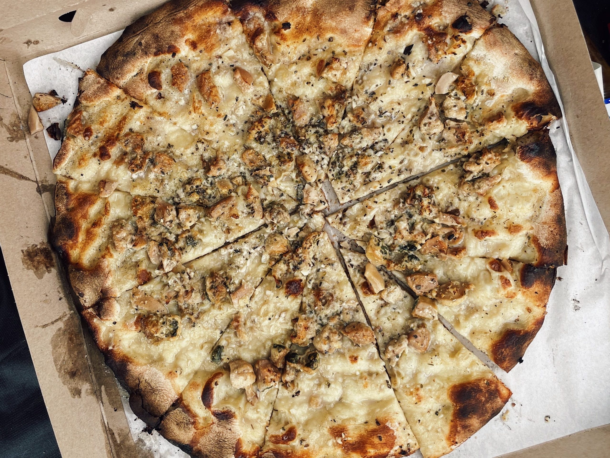 A New Haven-style pizza.