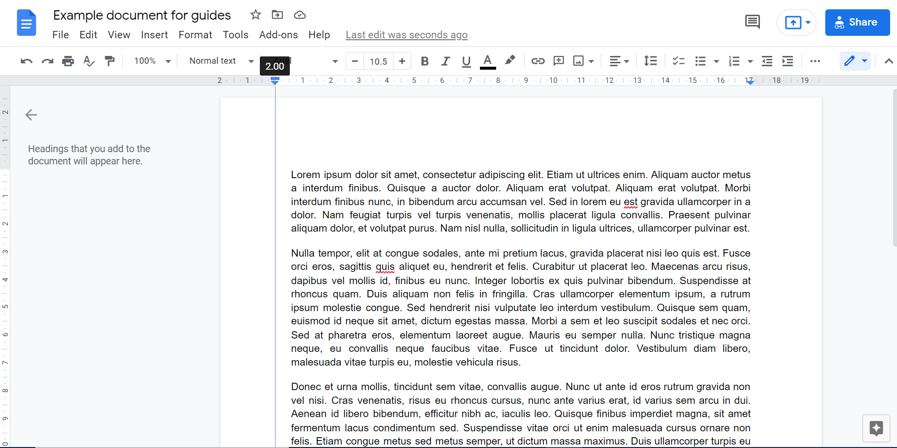 A screenshot of a Google Document with its left margin being modified via the ruler tool.