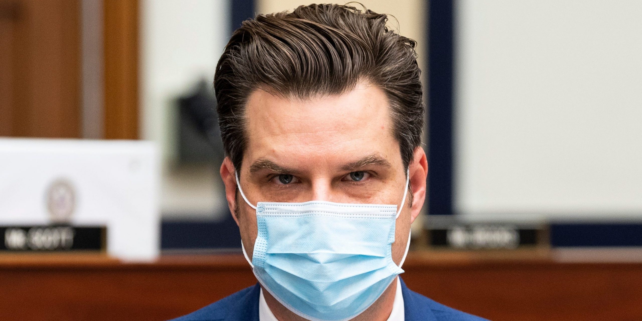 Republican Rep. Matt Gaetz of Florida at a markup hearing of the National Defense Authorization Act on Capitol Hill on Wednesday, Sept. 1, 2021.