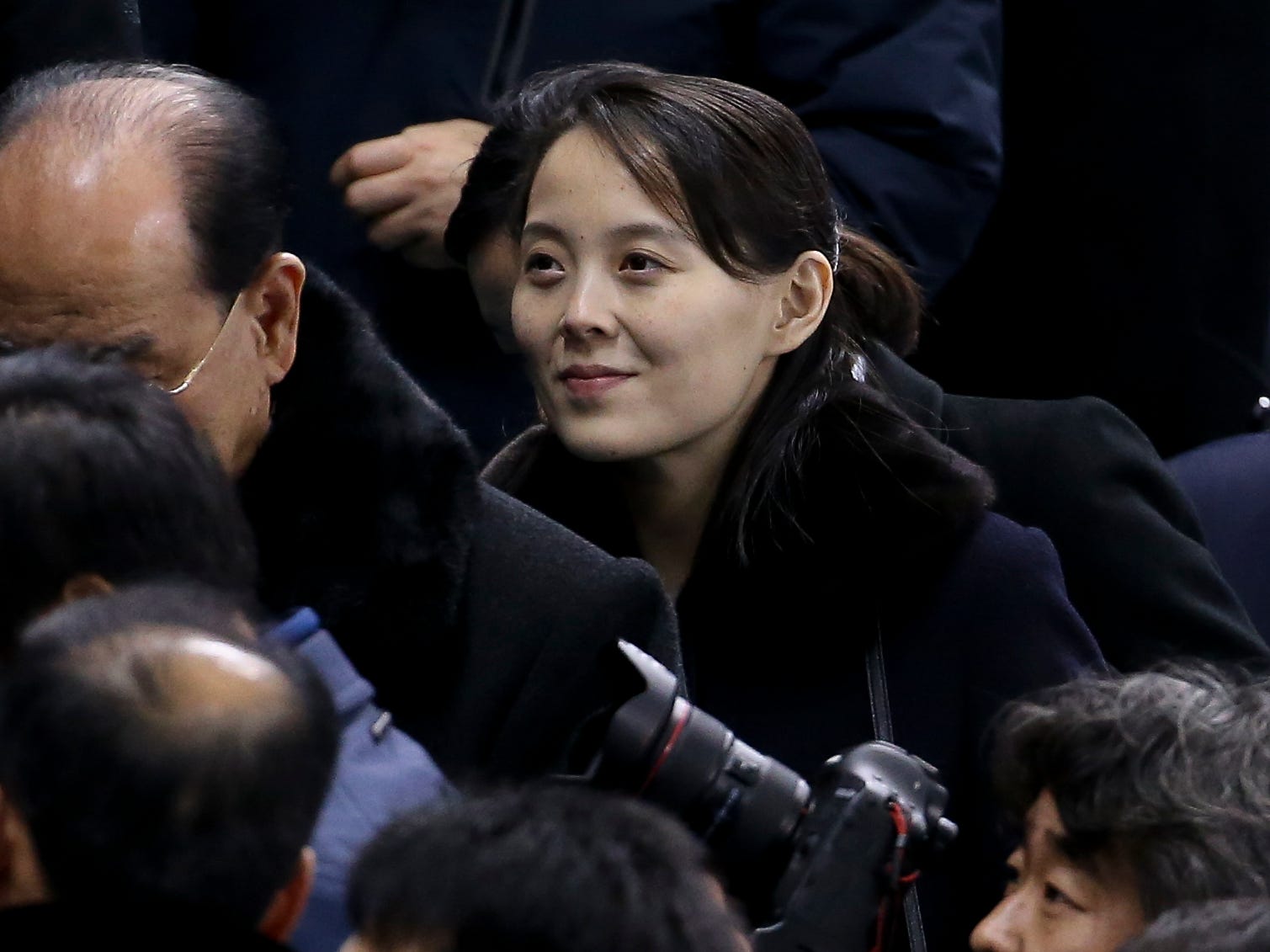 Kim Yo-jong, sister of Kim Jong-un attends the women's ice hockey preliminary match between Korea and Switzerland during the 2018 Winter Olympic Games at Kwandong Hockey Centre on February 10, 2018 in Gangneung, Pyeongchang, South Korea.