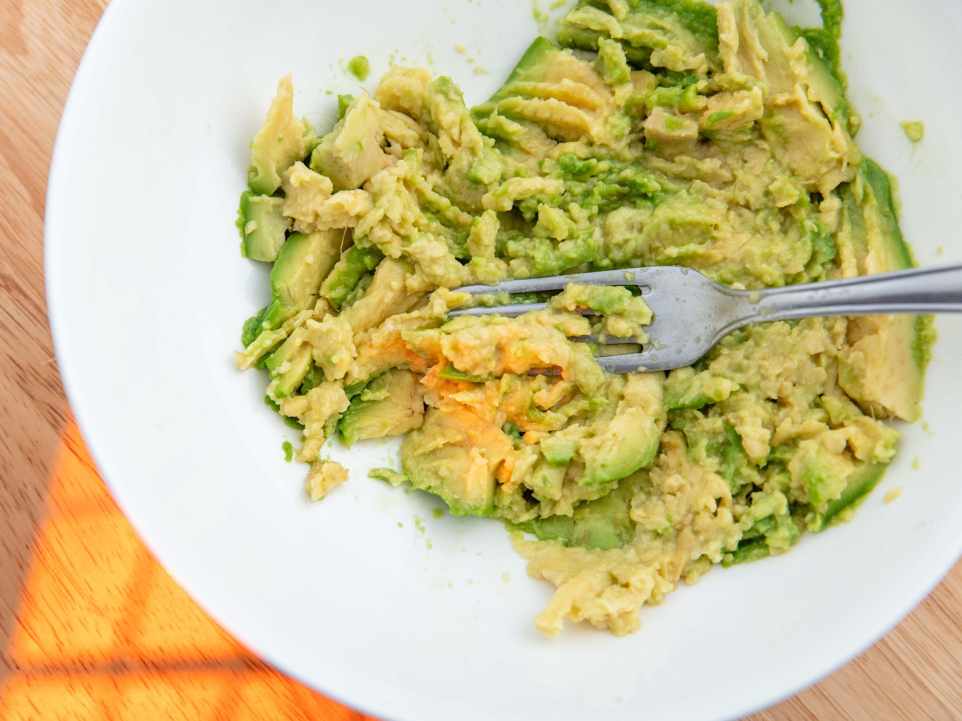 Mashed up avocados.