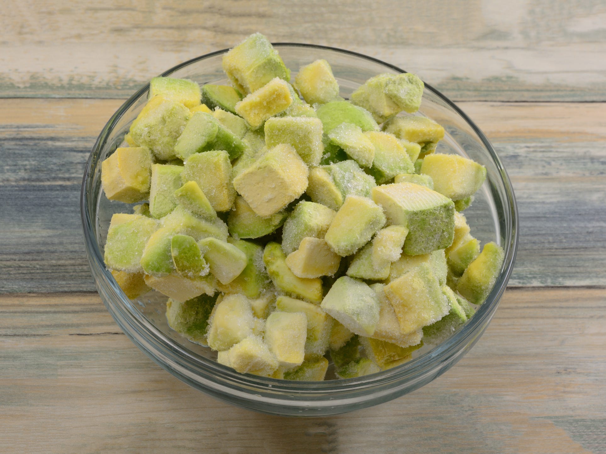 Chunks of frozen avocados.