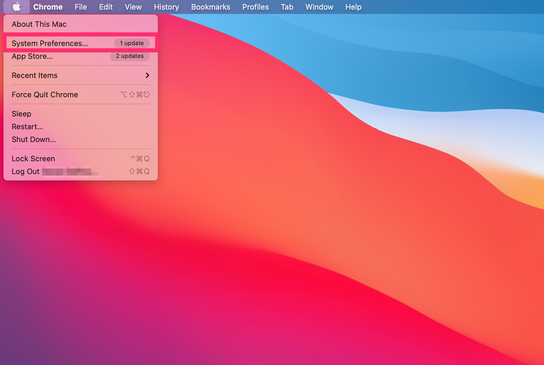 Screenshot of the Apple menu on a Mac