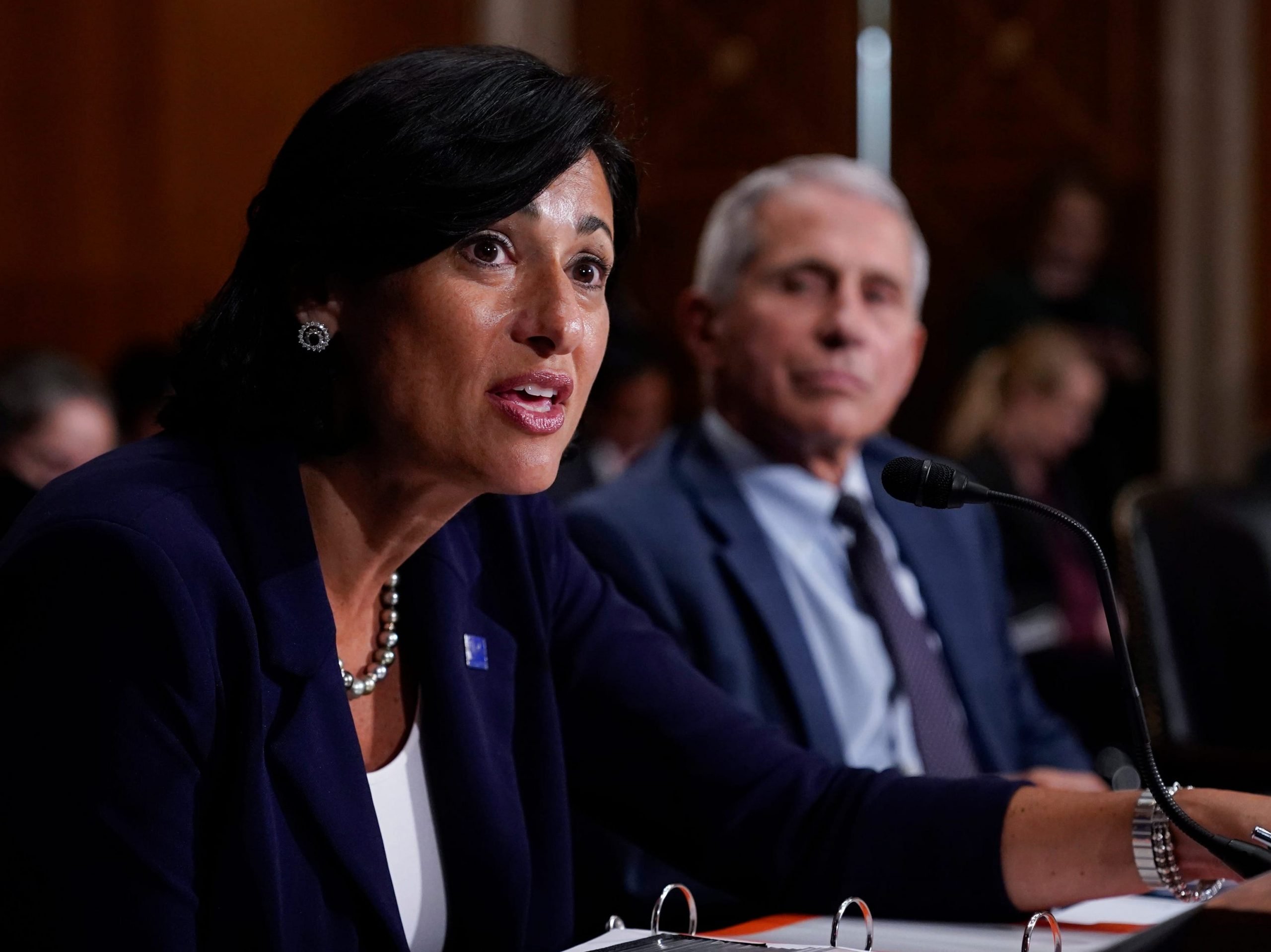 Dr. Rochelle Walensky, director of the Centers for Disease Control and Prevention (CDC), and top infectious disease expert Dr. Anthony Fauci testify before the Senate Health, Education, Labor, and Pensions Committee July 20, 2021 on Capitol Hill