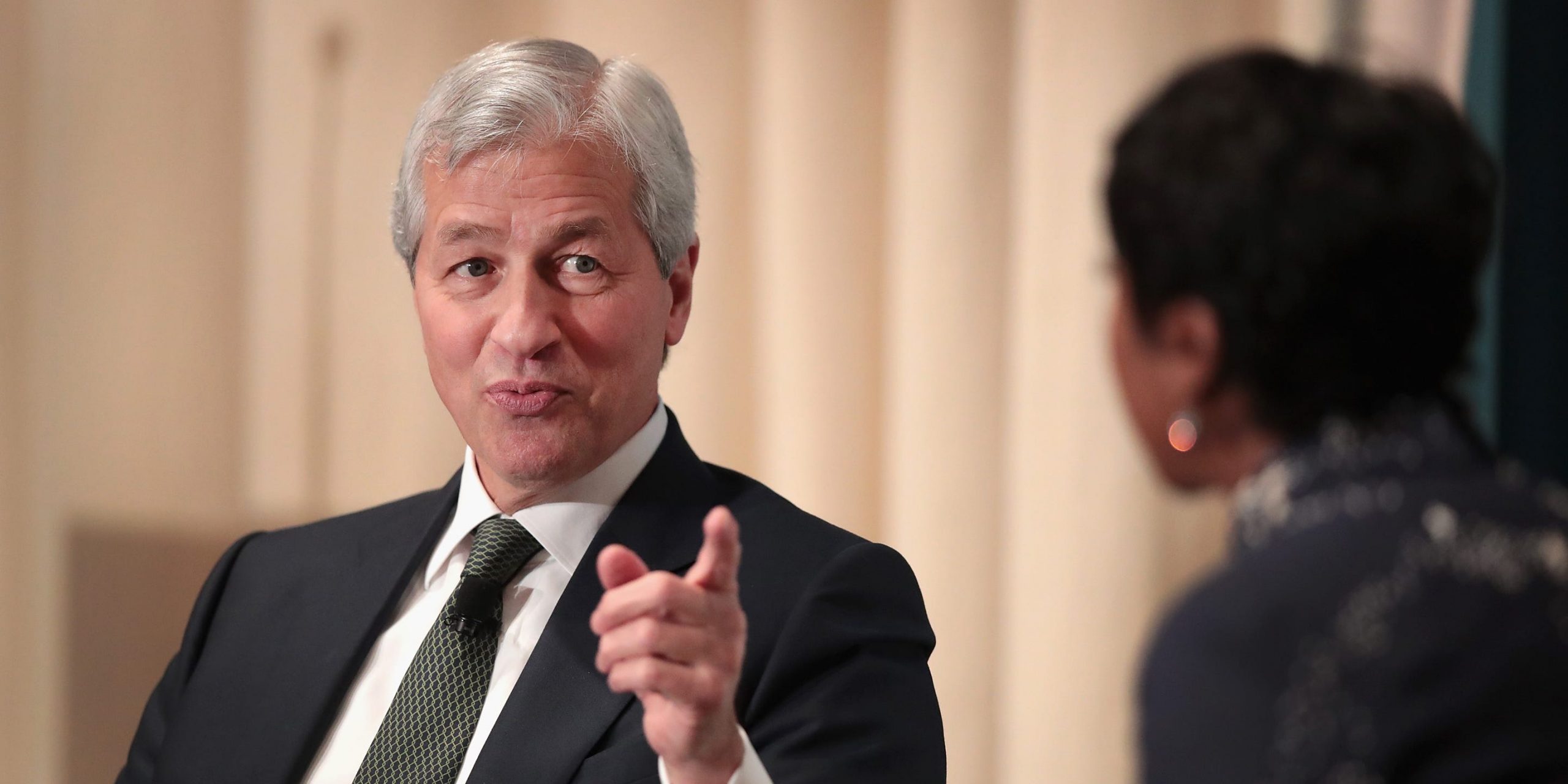 Jamie Dimon, Chairman and CEO of JPMorgan Chase & Co, fields questions from Mellody Hobson, president of Ariel Investments, during a luncheon hosted by The Economic Club of Chicago on November 22, 2017 in Chicago, Illinois.