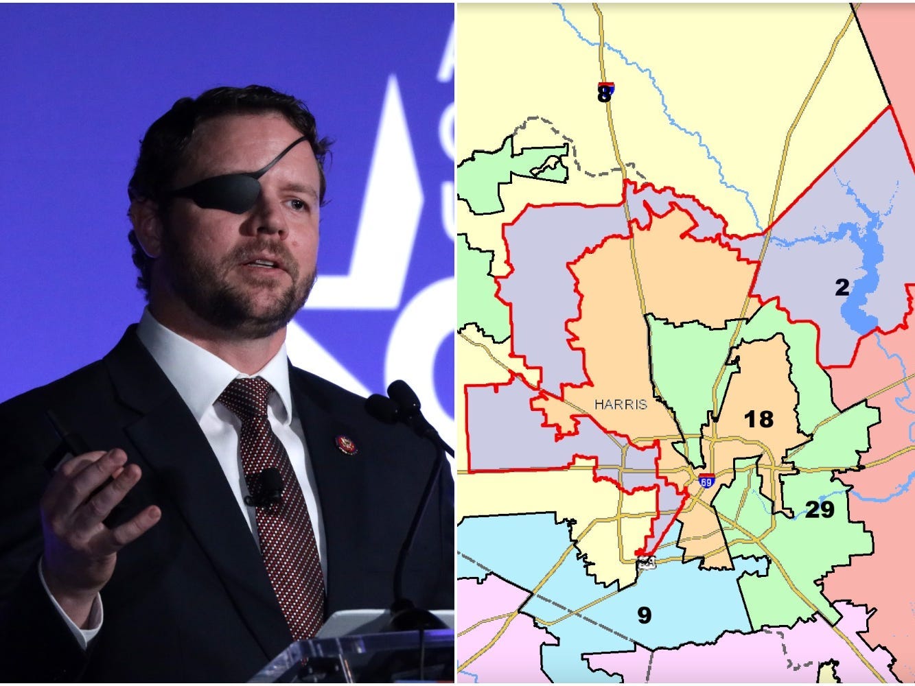 Republican Rep. Dan Crenshaw of Texas and the 2nd congressional district, which he currently represents.