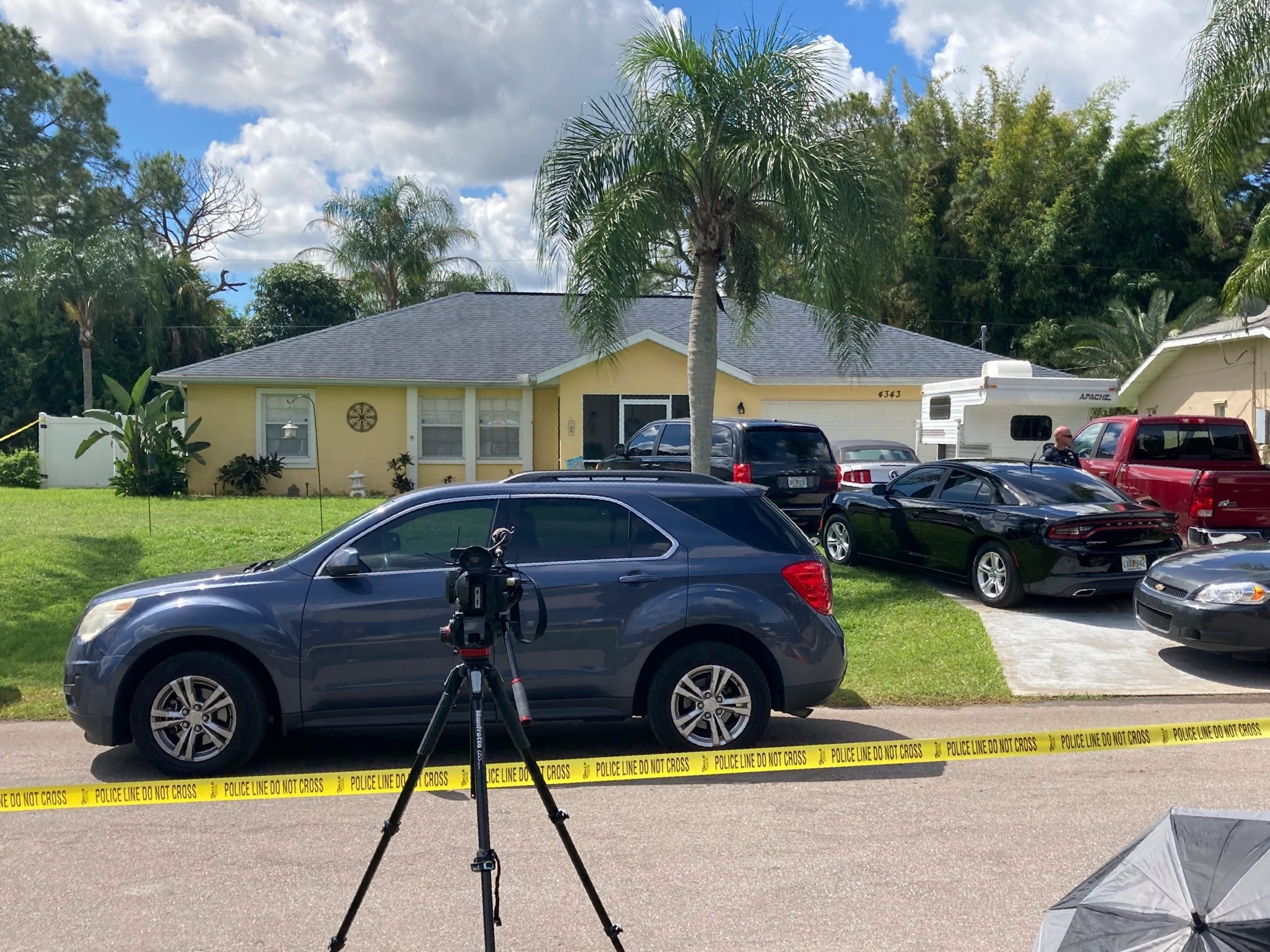 Police tape blocks off the home of the Laundrie family in North Port, Fla., Monday, Sept. 20, 2021.