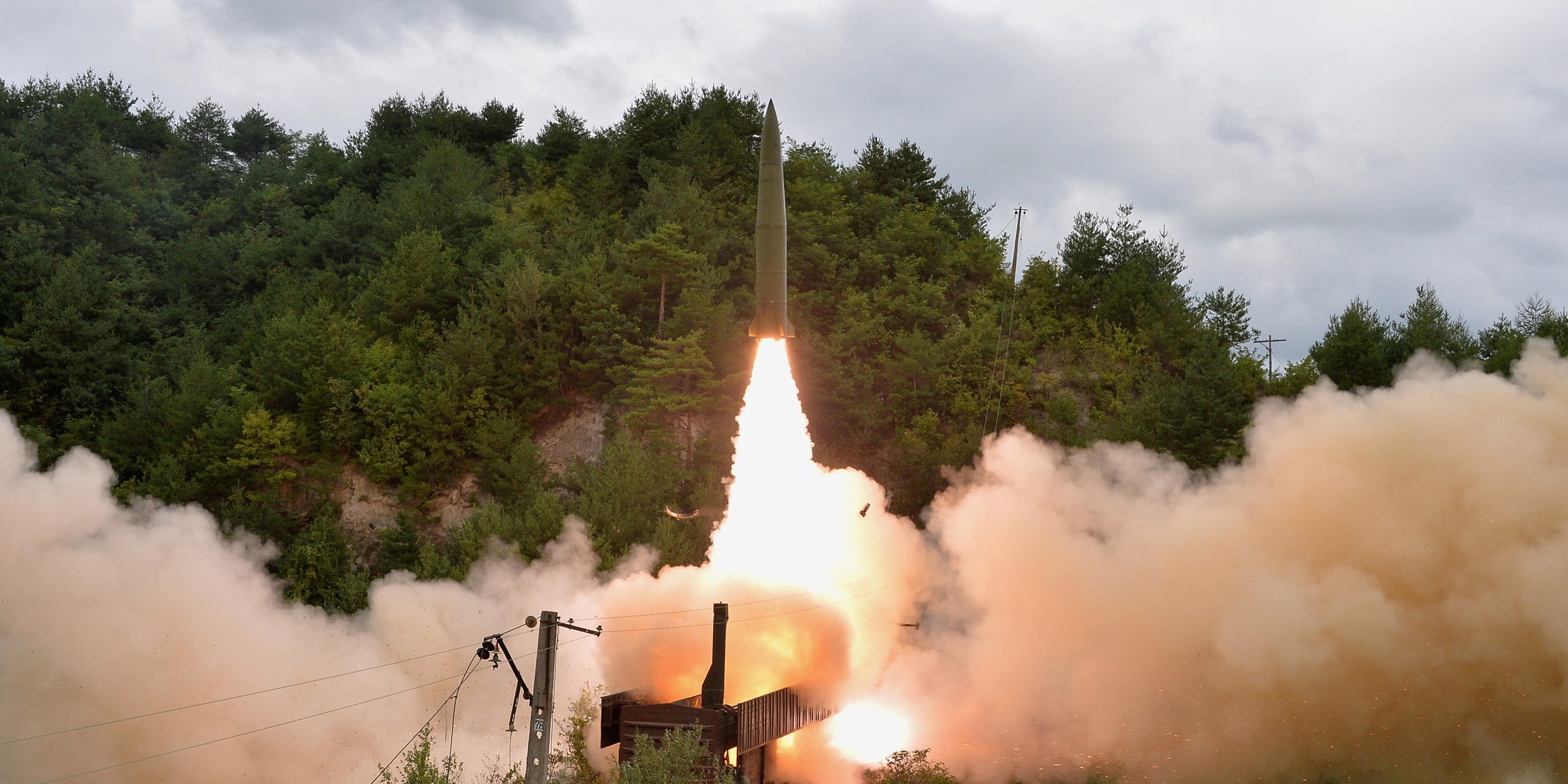 A missile is seen launched earlier this month, that time from a train. North Korea now claims it has tested a hypersonic missile.