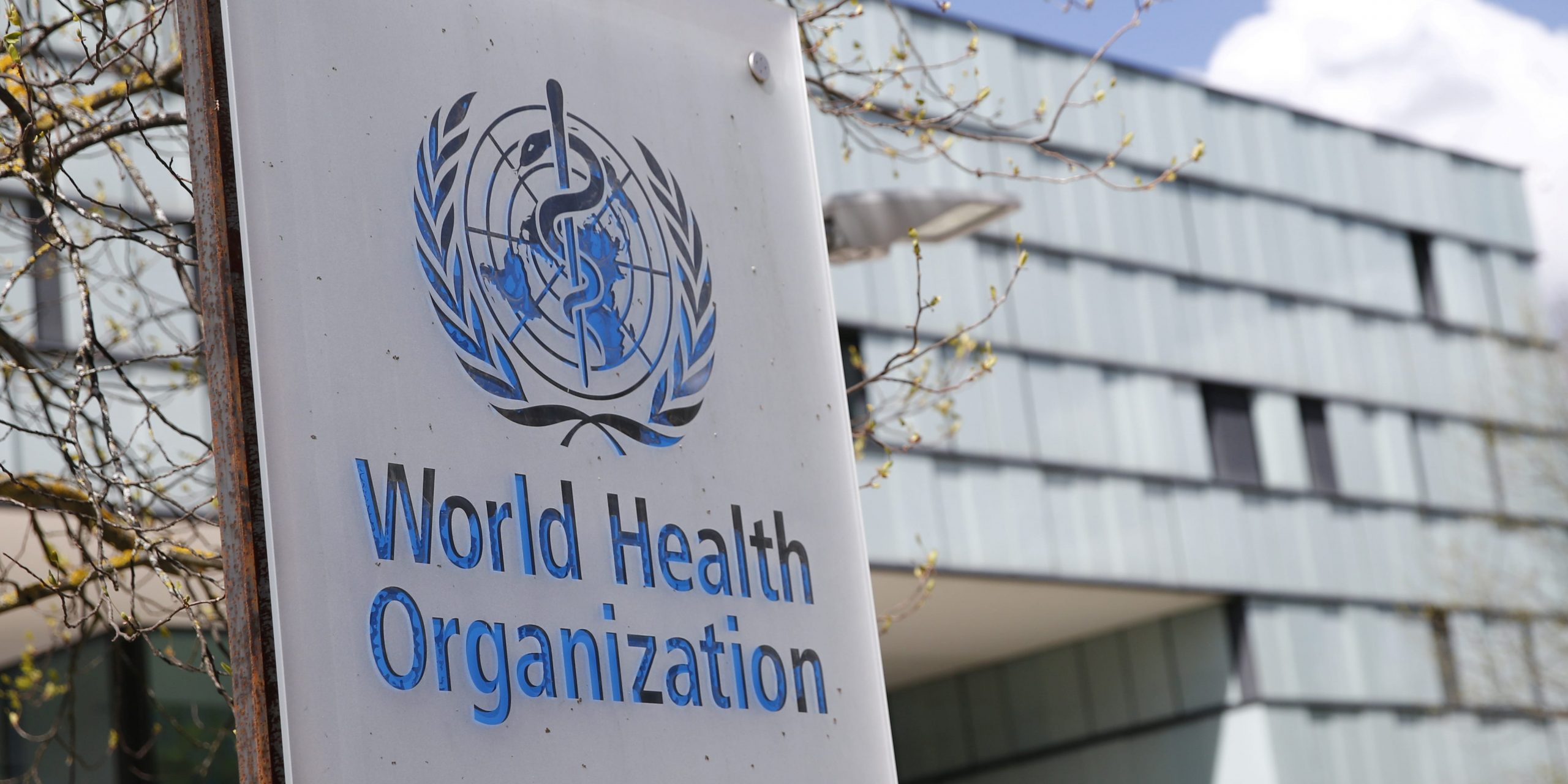 A logo is pictured outside a building of the World Health Organization (WHO) during an executive board meeting on update on the coronavirus disease (COVID-19) outbreak, in Geneva, Switzerland, April 6, 2021.