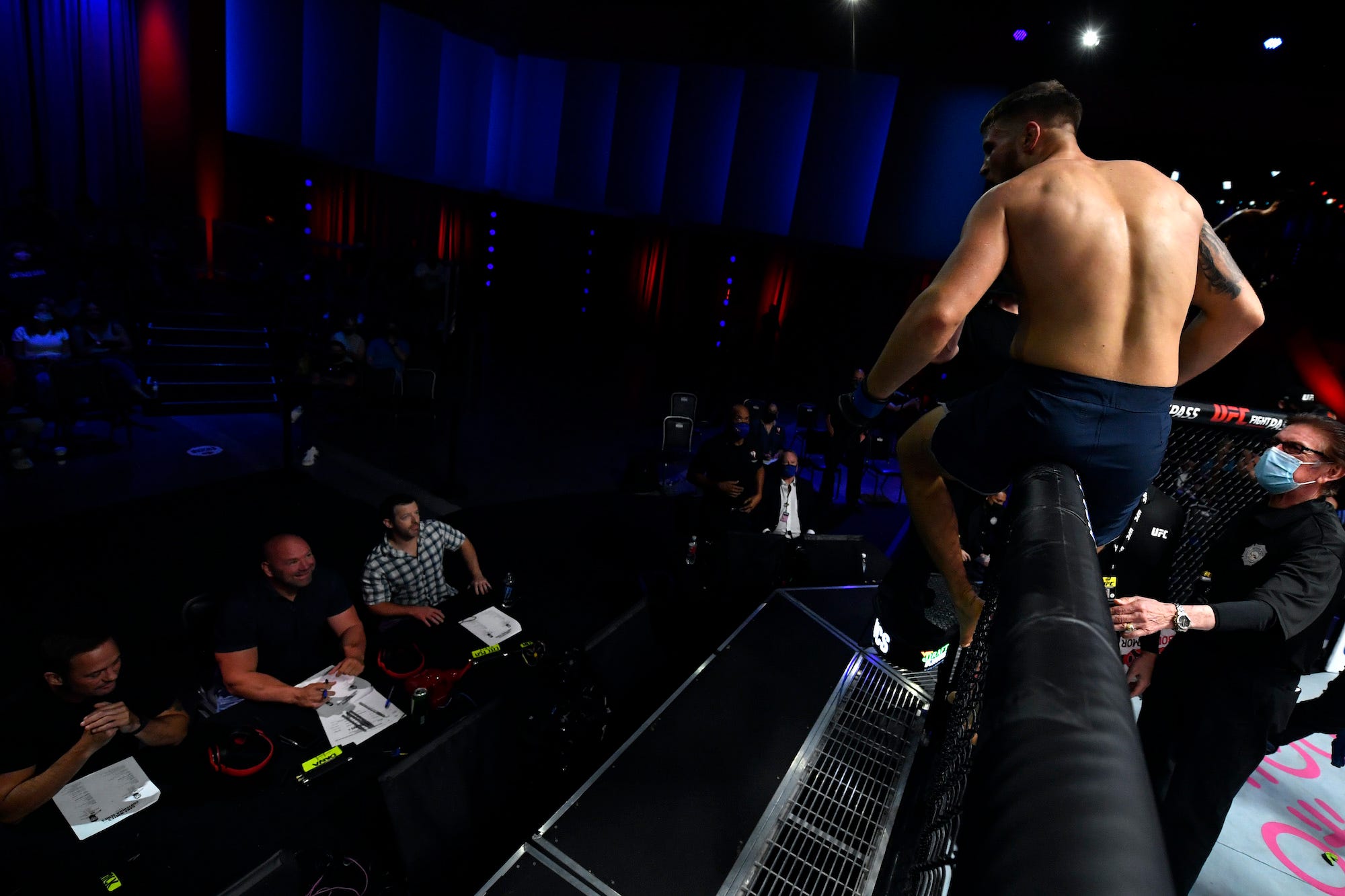 Ihor Potieria celebrated in front of a smiling Dana White.