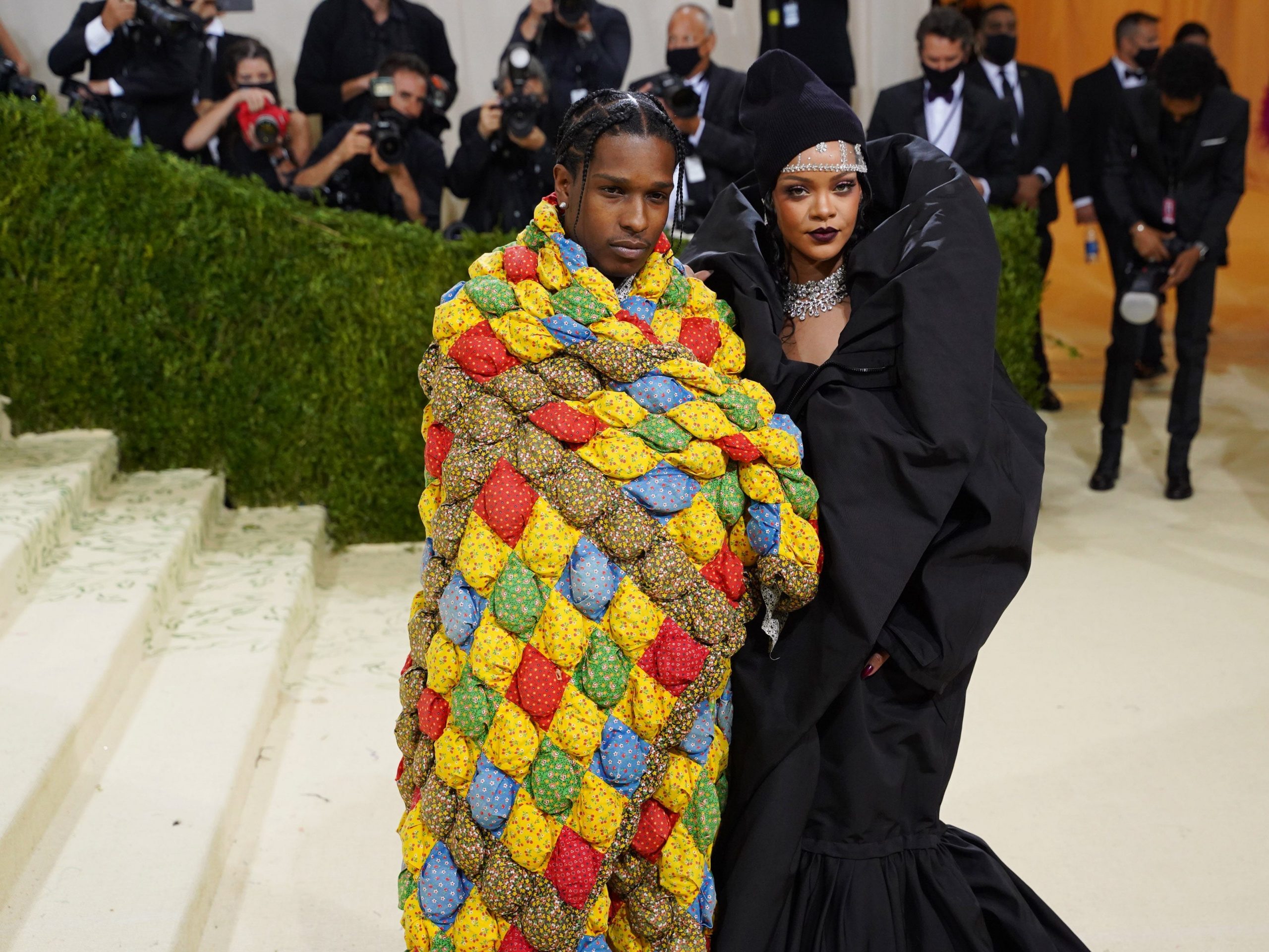 : ASAP Rocky and Rihanna attend 2021 Costume Institute Benefit - In America: A Lexicon of Fashion at the Metropolitan Museum of Art on September 13, 2021 in New York City.