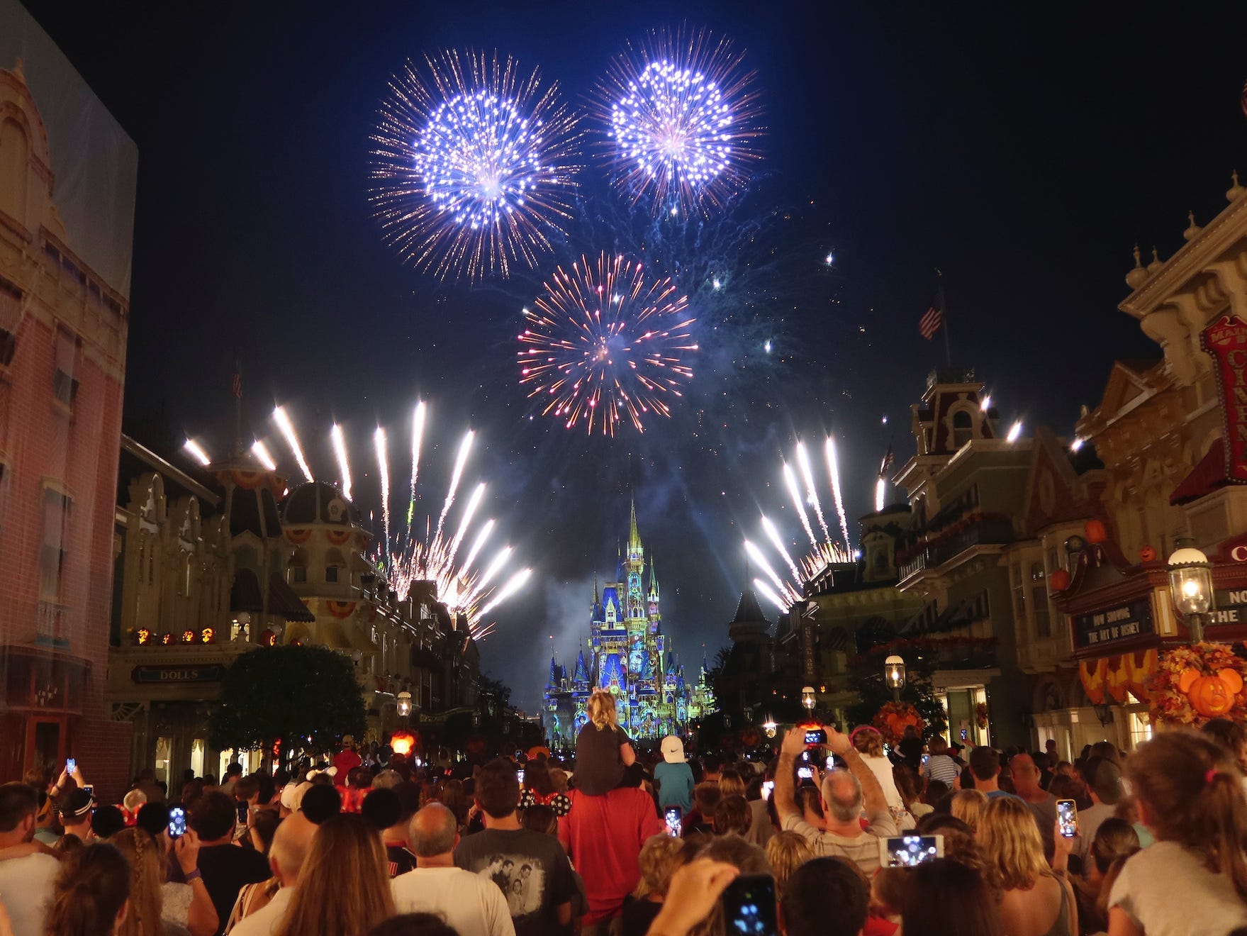 A view of fireworks at Disney World's Magic Kingdom.