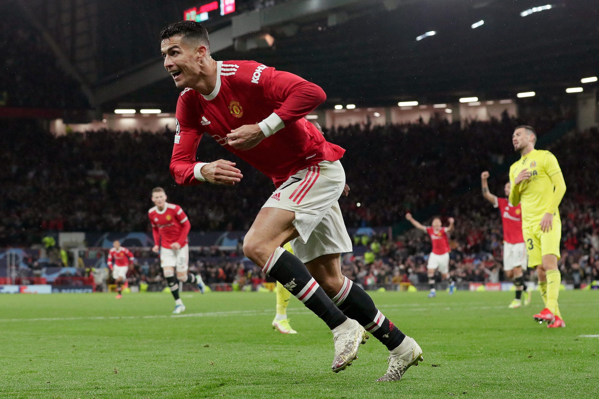 Cristiano Ronaldo of Manchester United walks off after the UEFA Champions League group F match between Manchester United and Villarreal CF at Old Trafford
