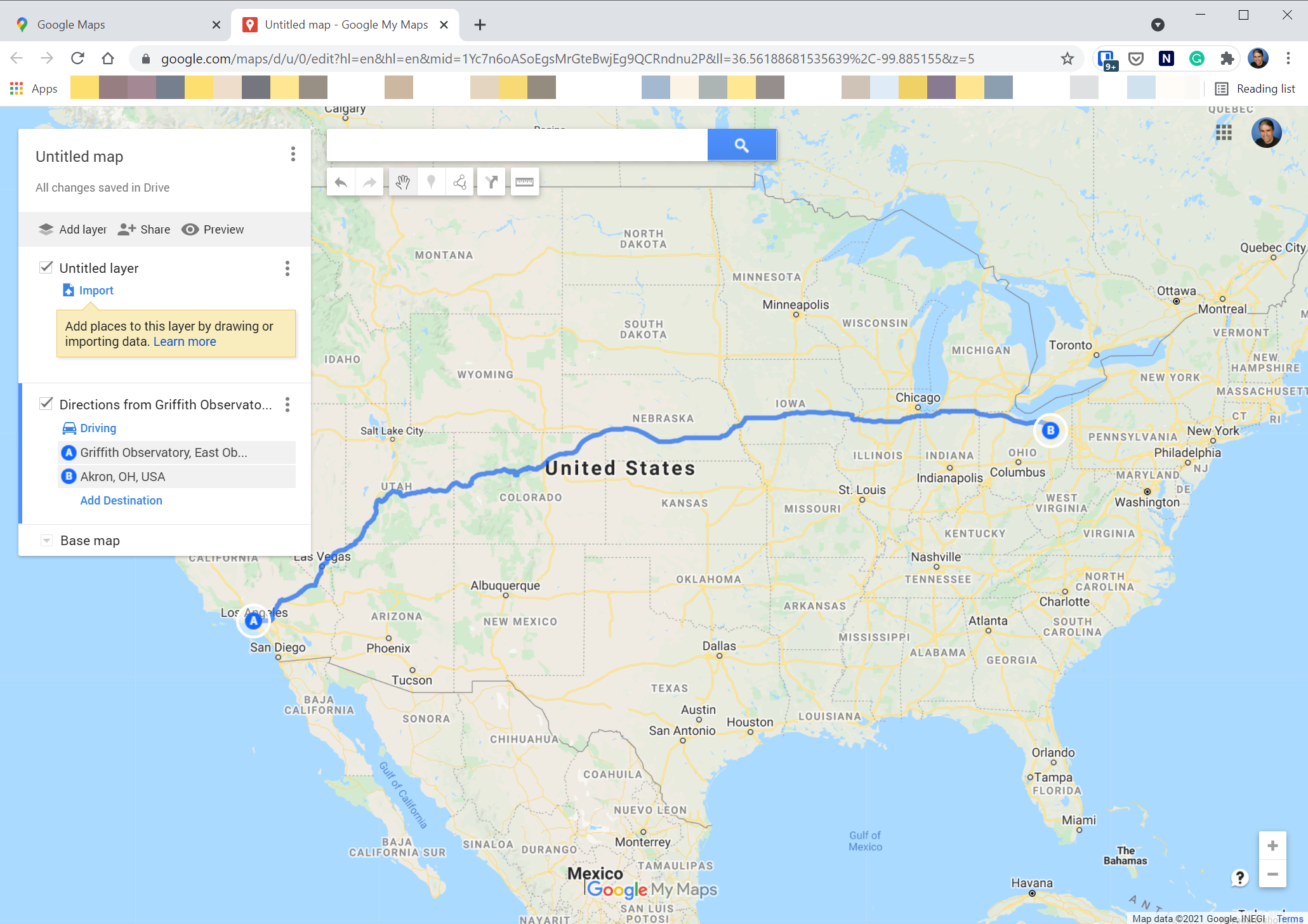 [draw-route-google-maps4.png: / Drawing a route in Google Maps.]