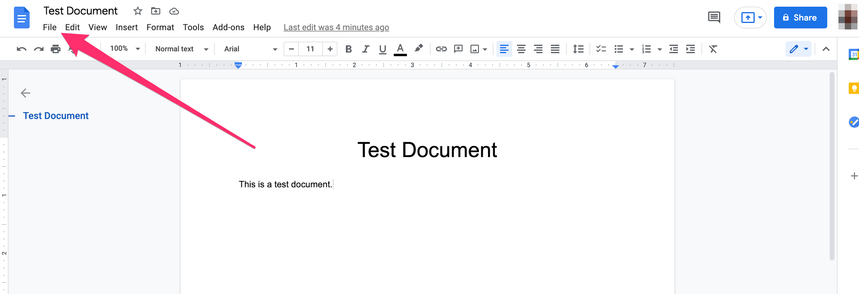 Screenshot of a Google Doc on desktop