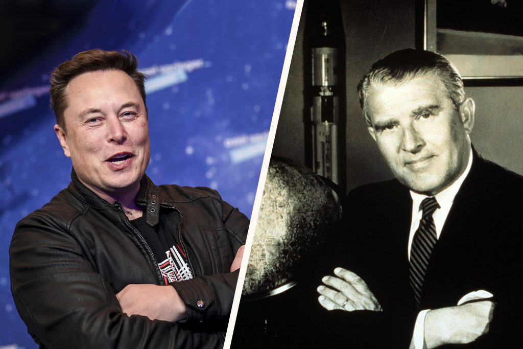 Elon Musk en Wernher von Braun.